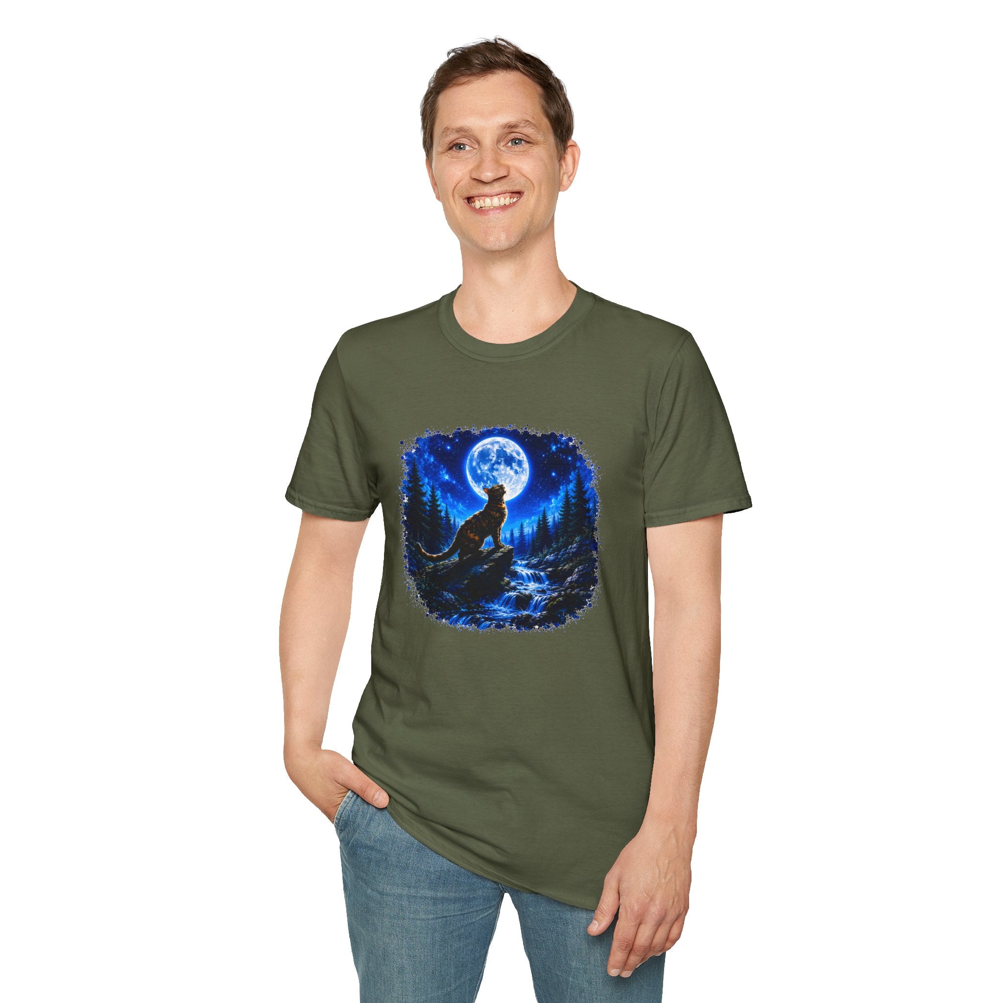 Cat Howl T-Shirt – Moonlit Night Graphic Tee