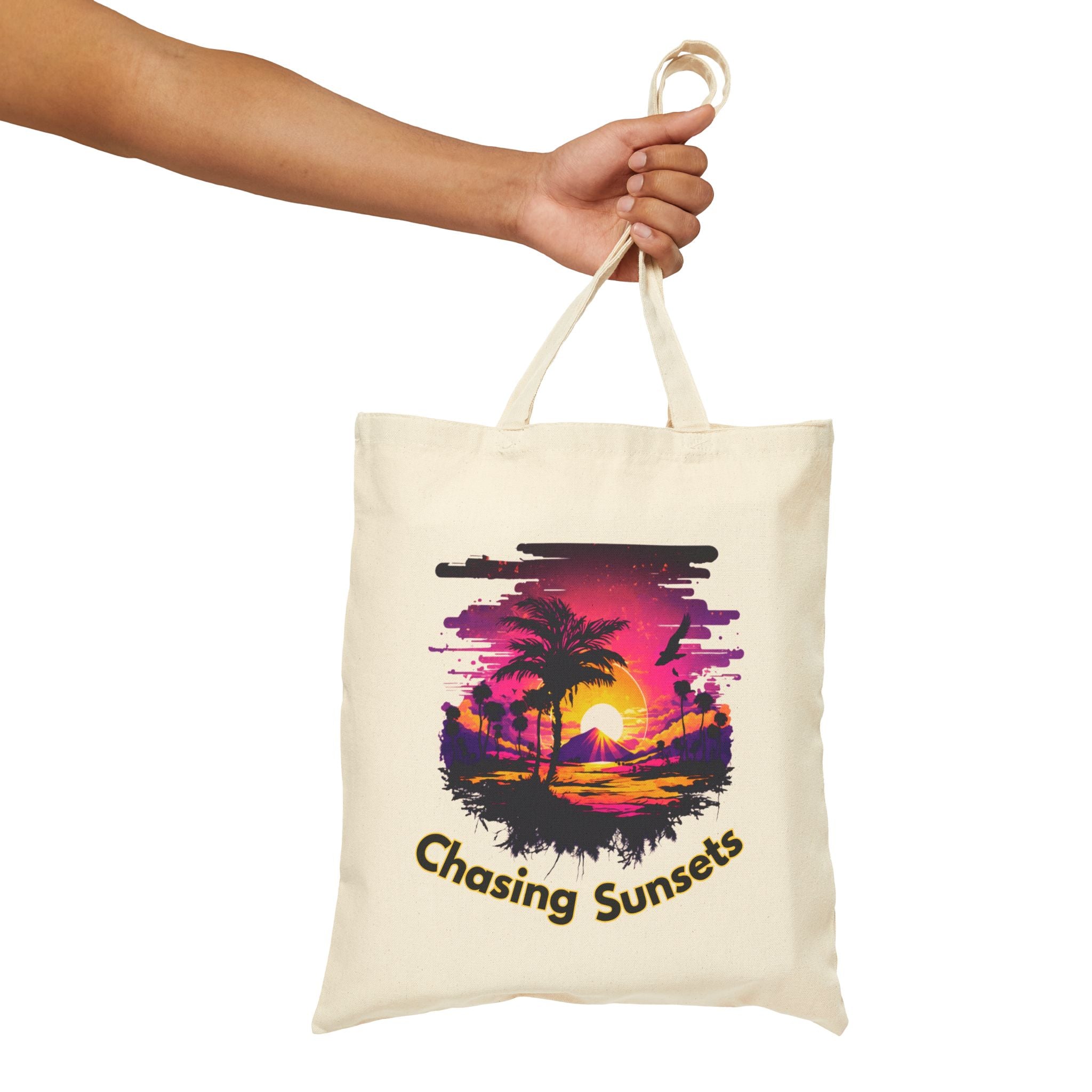 Chasing Sunsets Tote Bag, Sunset Beach Tote, Aesthetic Canvas Bag, Summer Tote Bag, Gift for Beach Lovers