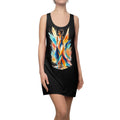 Colorful Watercolor Woman Racerback Dress, Artistic Tank Dress, Abstract Art Dress, Vibrant Summer Dress, Sleeveless Casual Dress, Gift for Her
