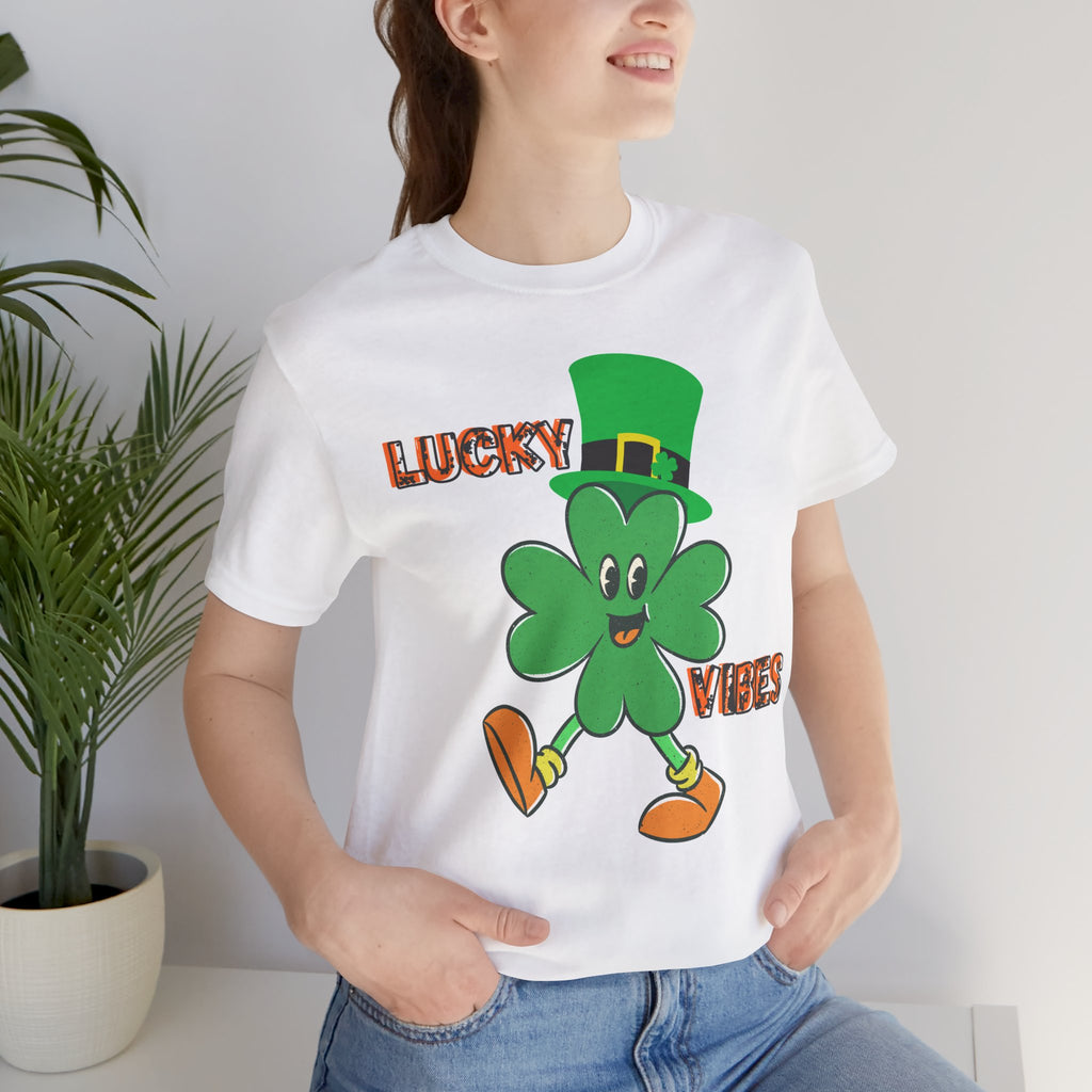 Lucky Vibes Saint Patrick's Day T-Shirt — Walking Shamrock Graphic Tee