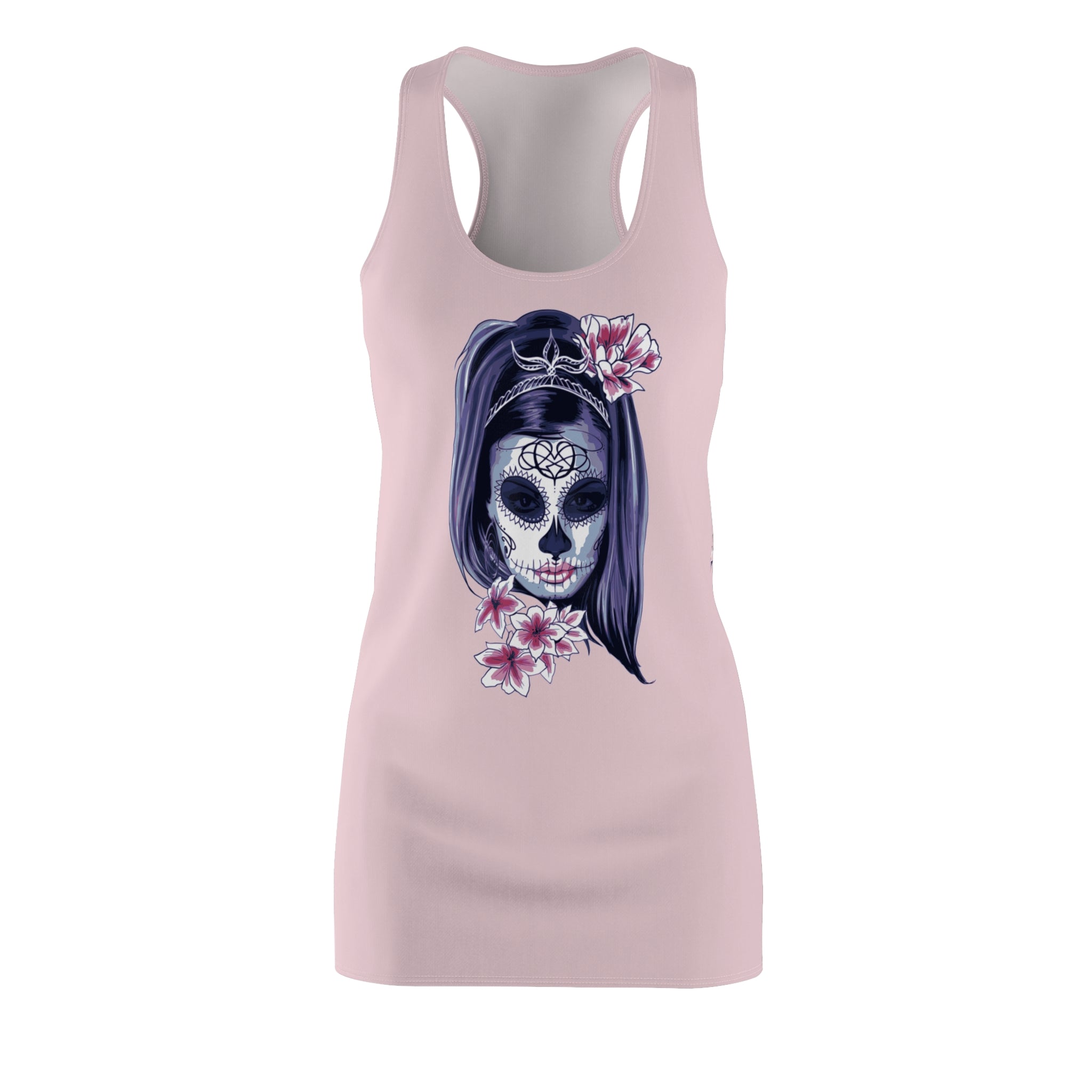 Sugar Skull Floral Racerback Dress - Day of the Dead Gothic Floral AOP Dress