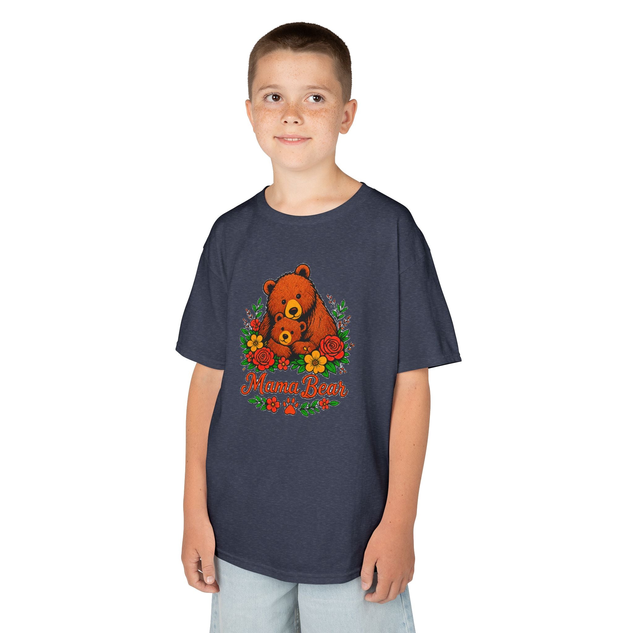 Kids T-Shirt — 'Mama Bear' Cute Floral Bear Graphic