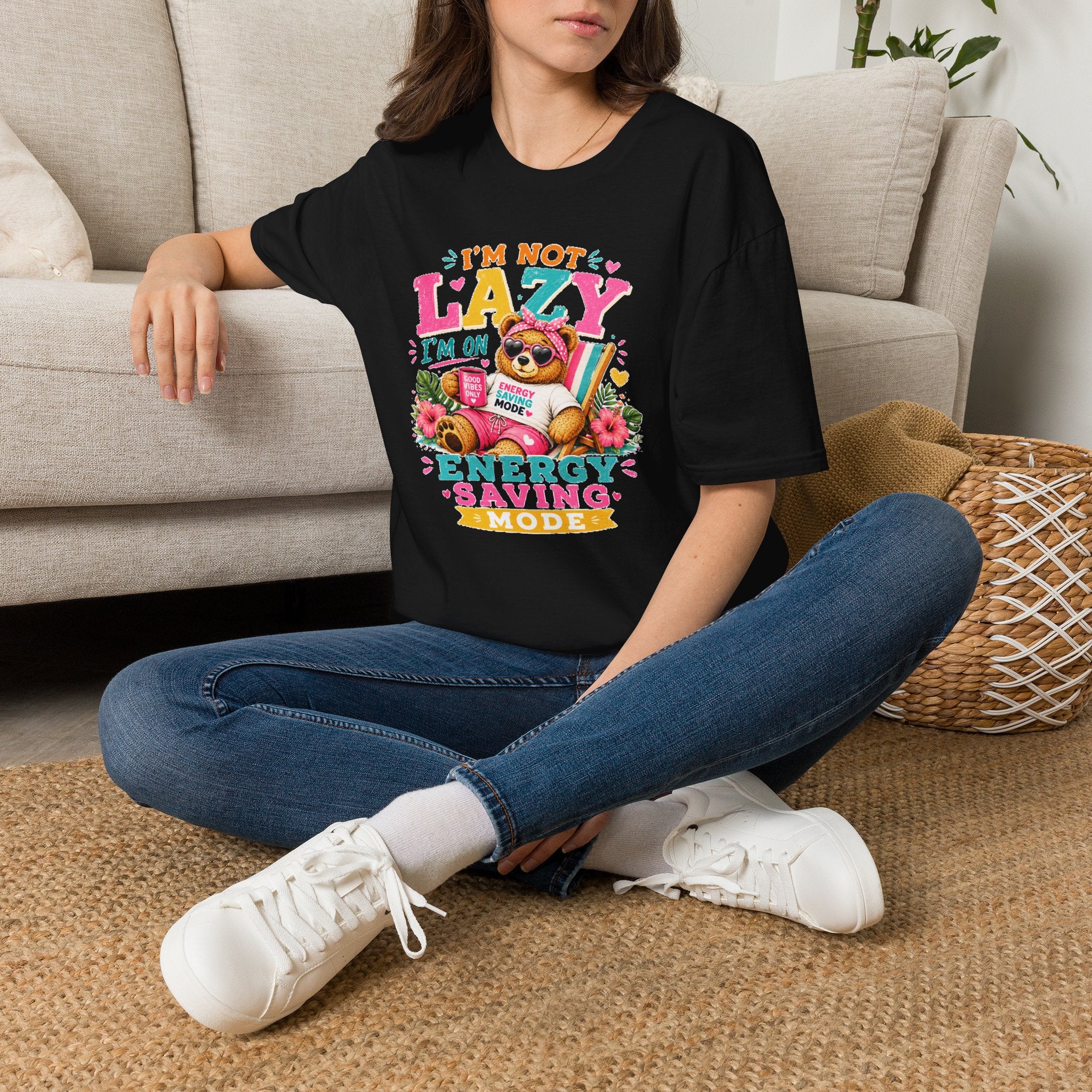 Funny Sloth Shirt, I'm Not Lazy I'm On Energy Saving Mode Tee, Cute Animal Graphic T-Shirt