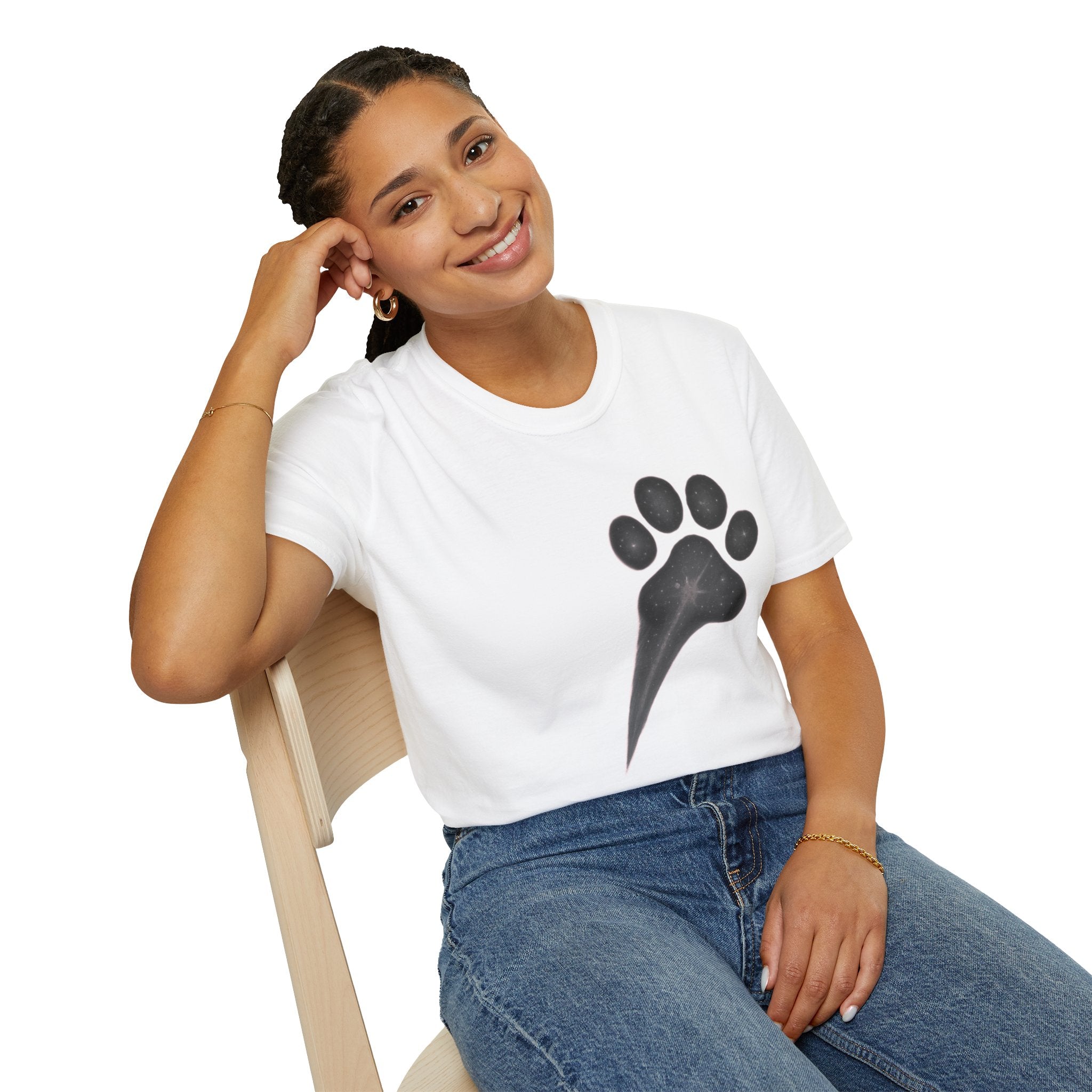 Minimal Paw Print T-Shirt, Dog Lover Tee, Aesthetic Pet Shirt, Paw Comet Design