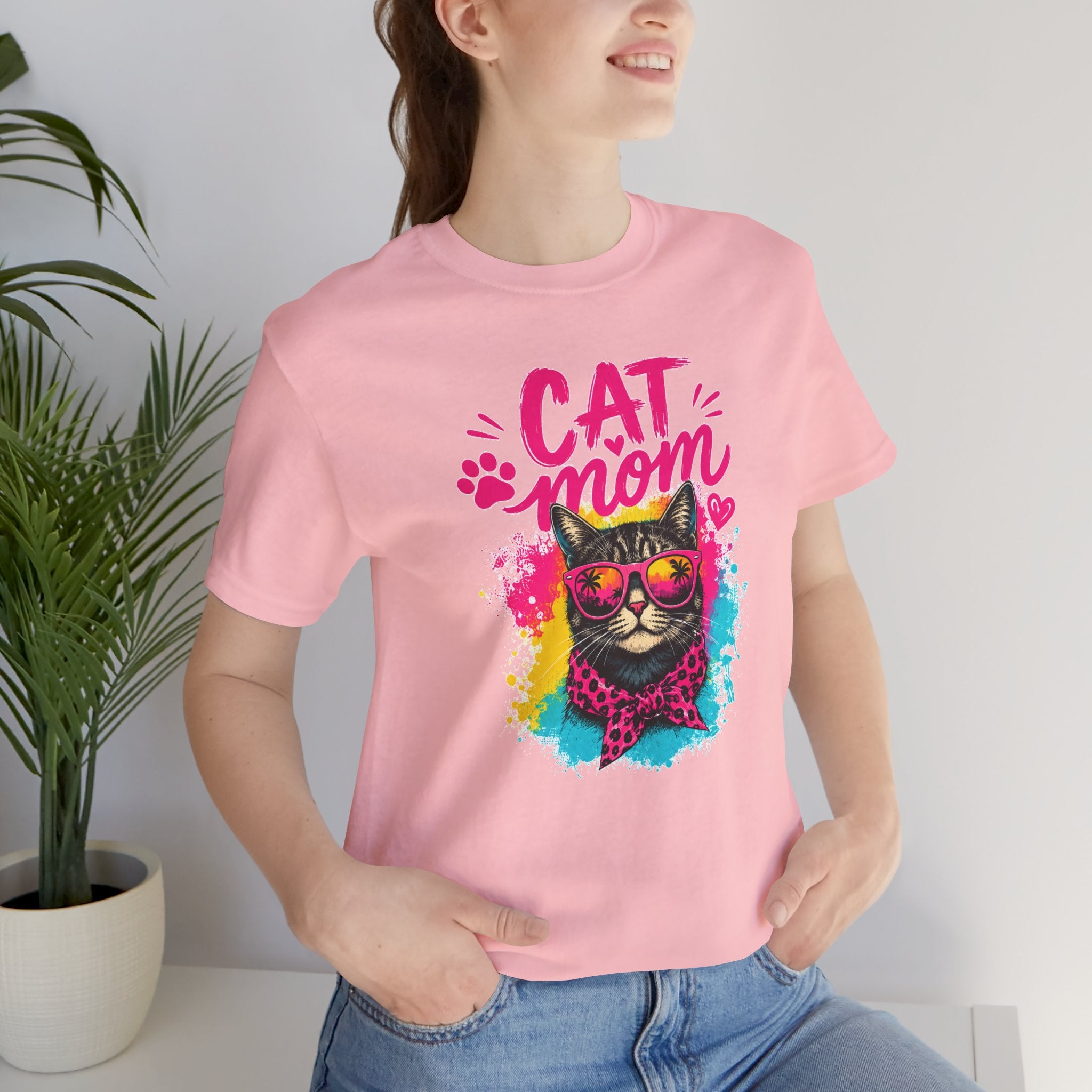 Cat Mom T-Shirt | Funny Cat Mom Gift | Colorful Retro Cat Lover Tee | Cute Cat Graphic Shirt | Unisex Cat Mom Tee