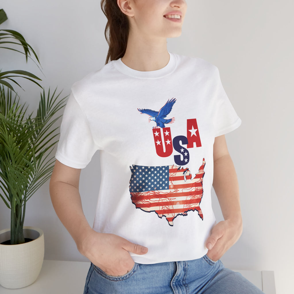 USA Flag Map T-Shirt, Patriotic Eagle Shirt, 4th of July Shirt, American Flag Tee, Independence Day Gift