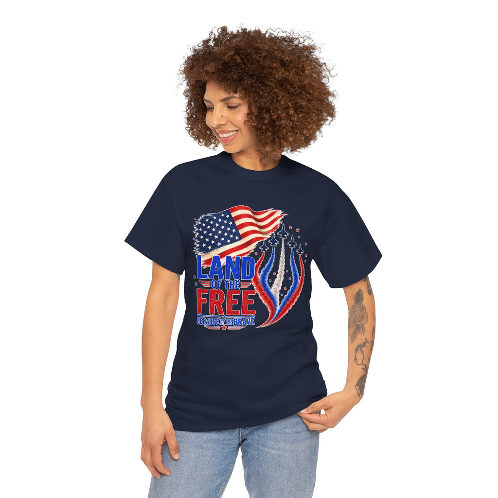 Land of the Free Because of the Brave Shirt, Patriotic 4th of July T-Shirt, USA Flag Tee, American Pride Shirt, Independence Day Gift