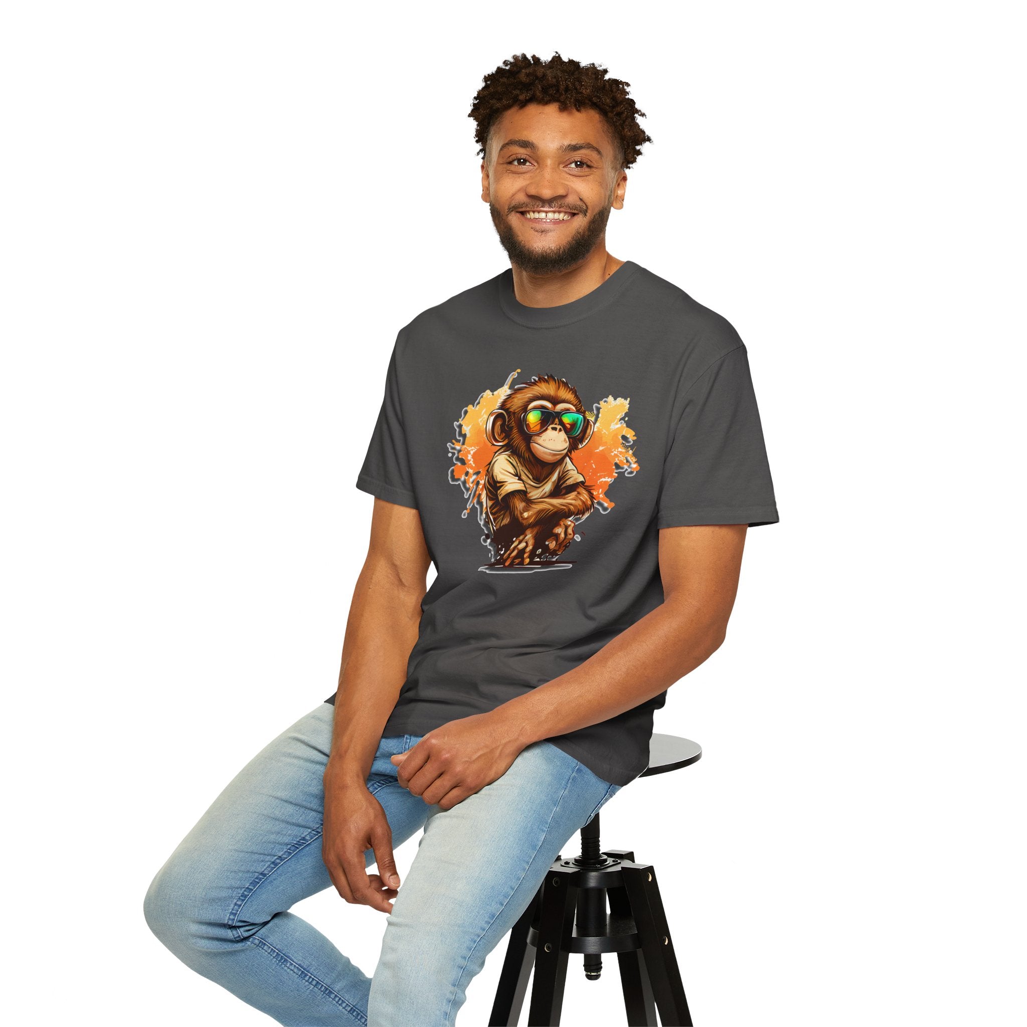 Cool Monkey Graphic T-Shirt | Funny Chimp Sunglasses Tee | Streetwear Animal Shirt | Unisex Casual Gift