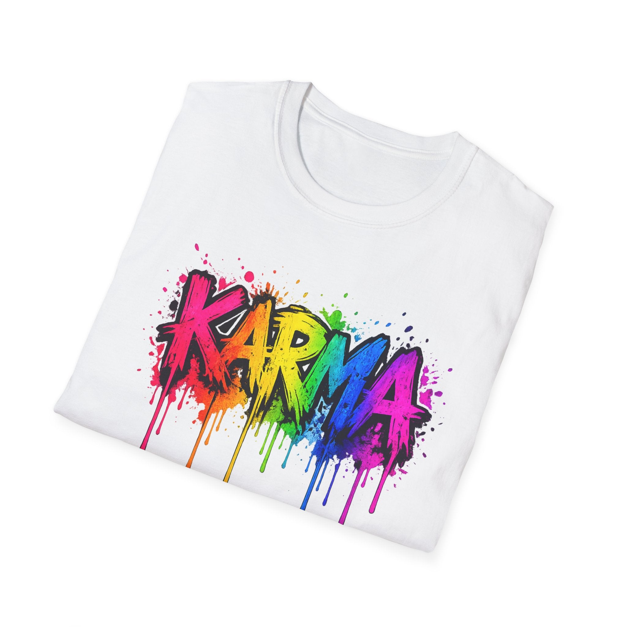 Karma Rainbow Drip Shirt, Funny Graphic Tee, Colorful Streetwear T-Shirt, Unisex Casual Tee, Gift Idea