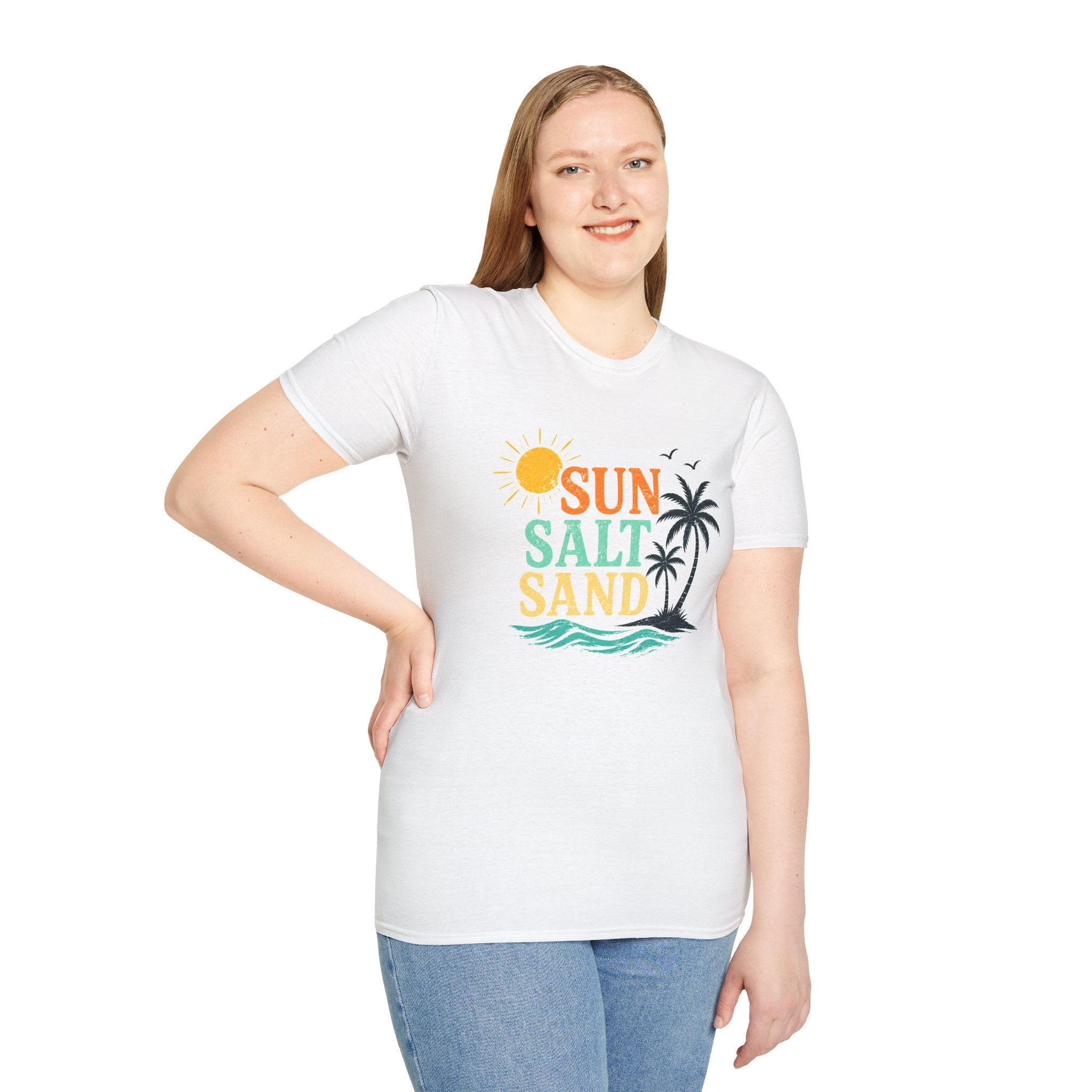 Sun Salt Sand Beach T-Shirt — Palm Tree Summer Vacation Tee