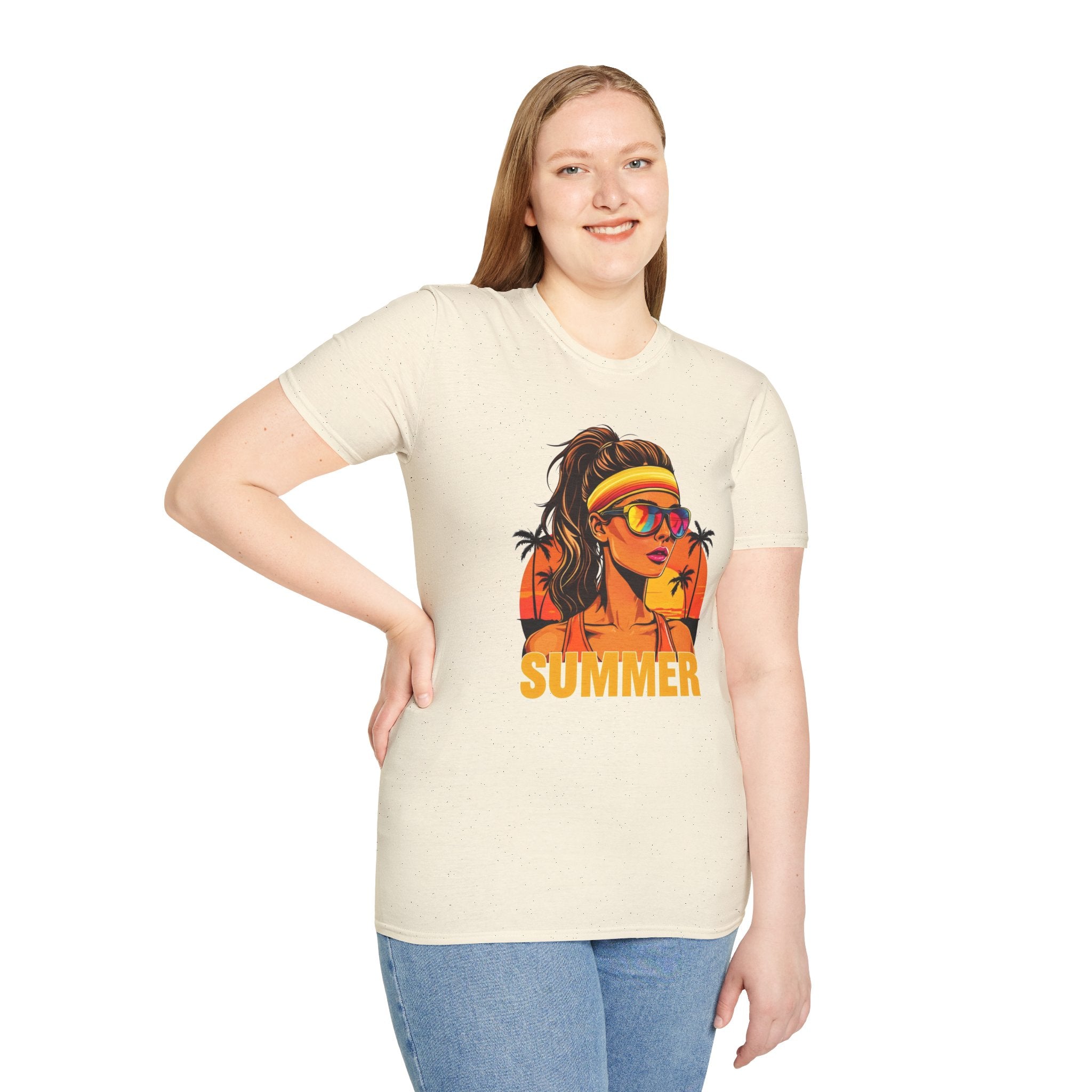 Summer Retro Graphic T-Shirt — 'SUMMER' Beach Babe Palm Tree Tee
