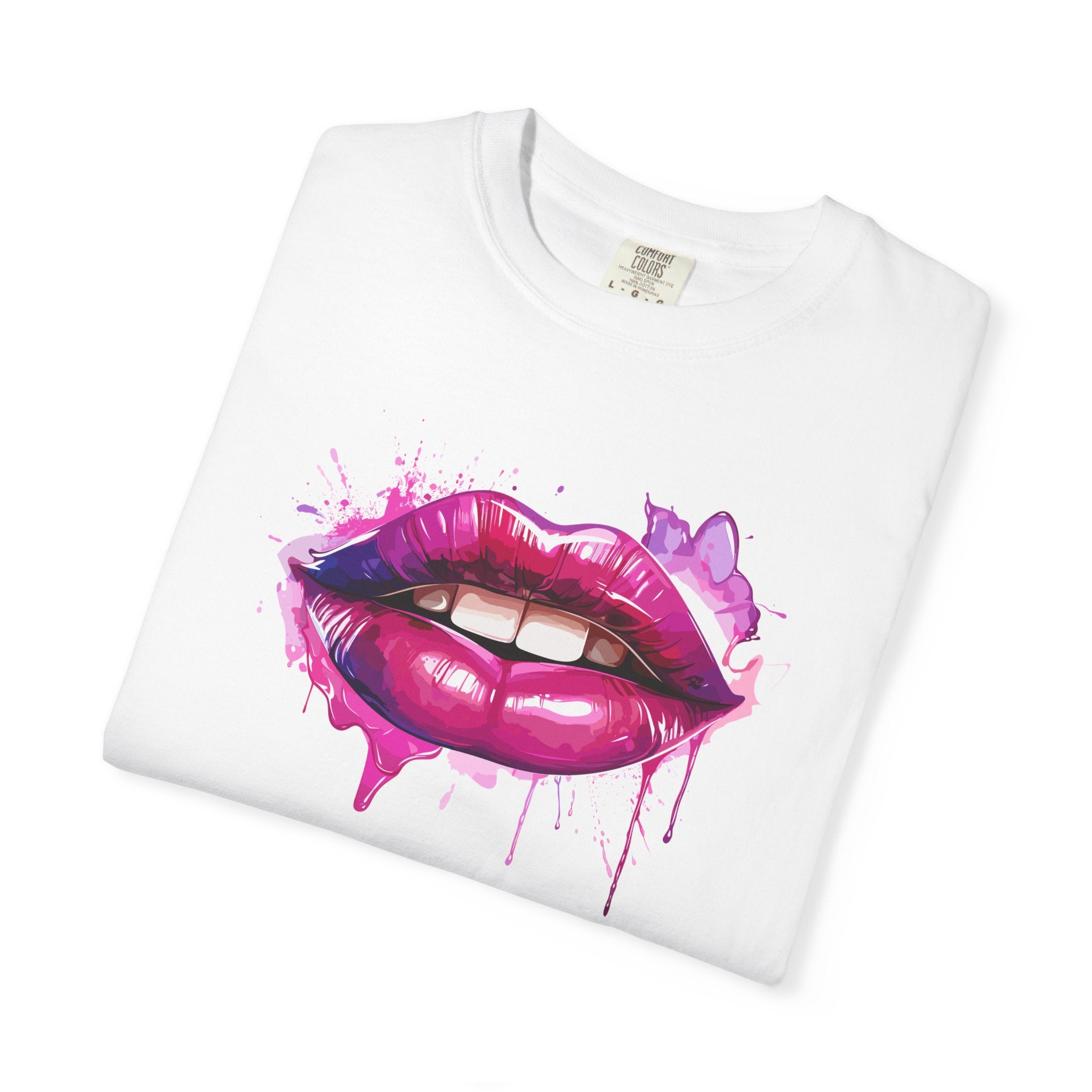 Lip Art T-Shirt — Pink Drip Painted Lips Graphic Tee