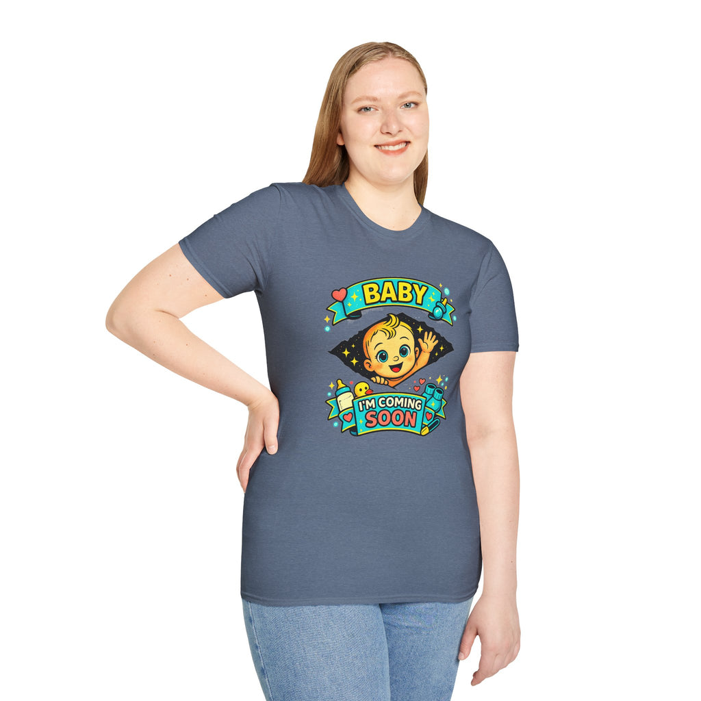 Baby On the Way T-Shirt — "Baby I'm Coming Soon" Pregnancy Announcement Tee