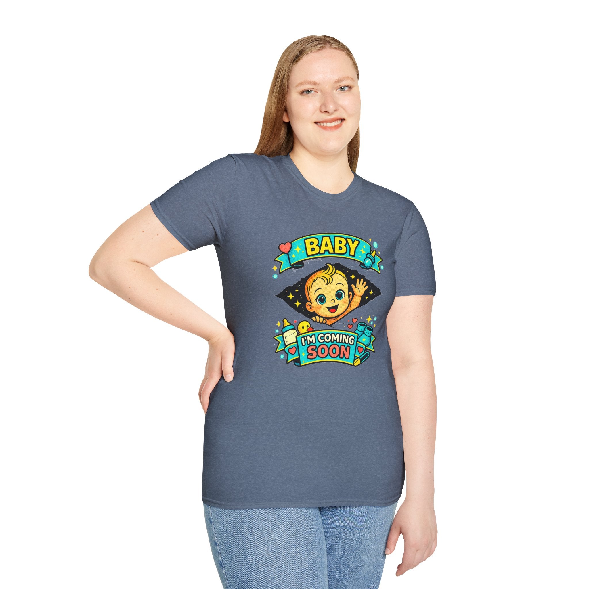 Baby On the Way T-Shirt — "Baby I'm Coming Soon" Pregnancy Announcement Tee