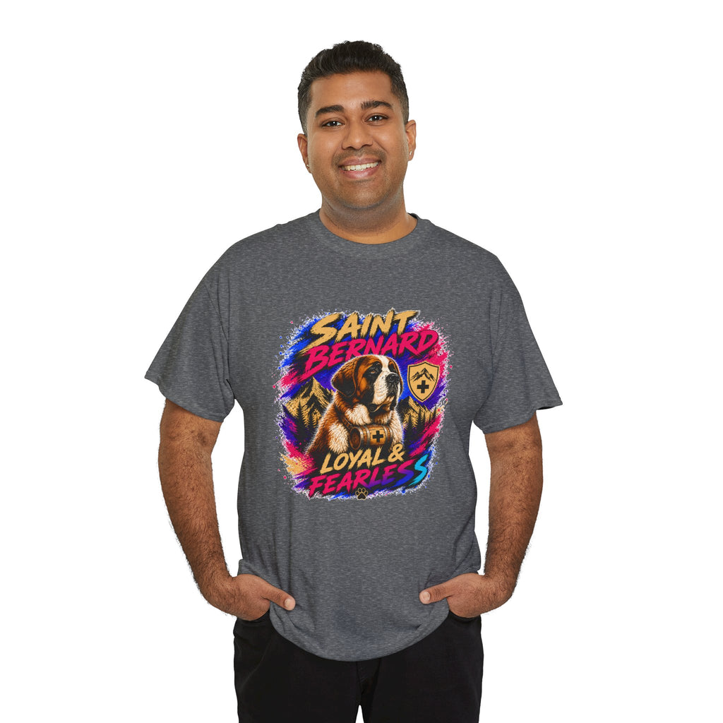 Saint Bernard Dog Shirt, Loyal & Fearless T-Shirt, Colorful Saint Bernard Tee, Dog Lover Gift, Unisex Graphic Tee
