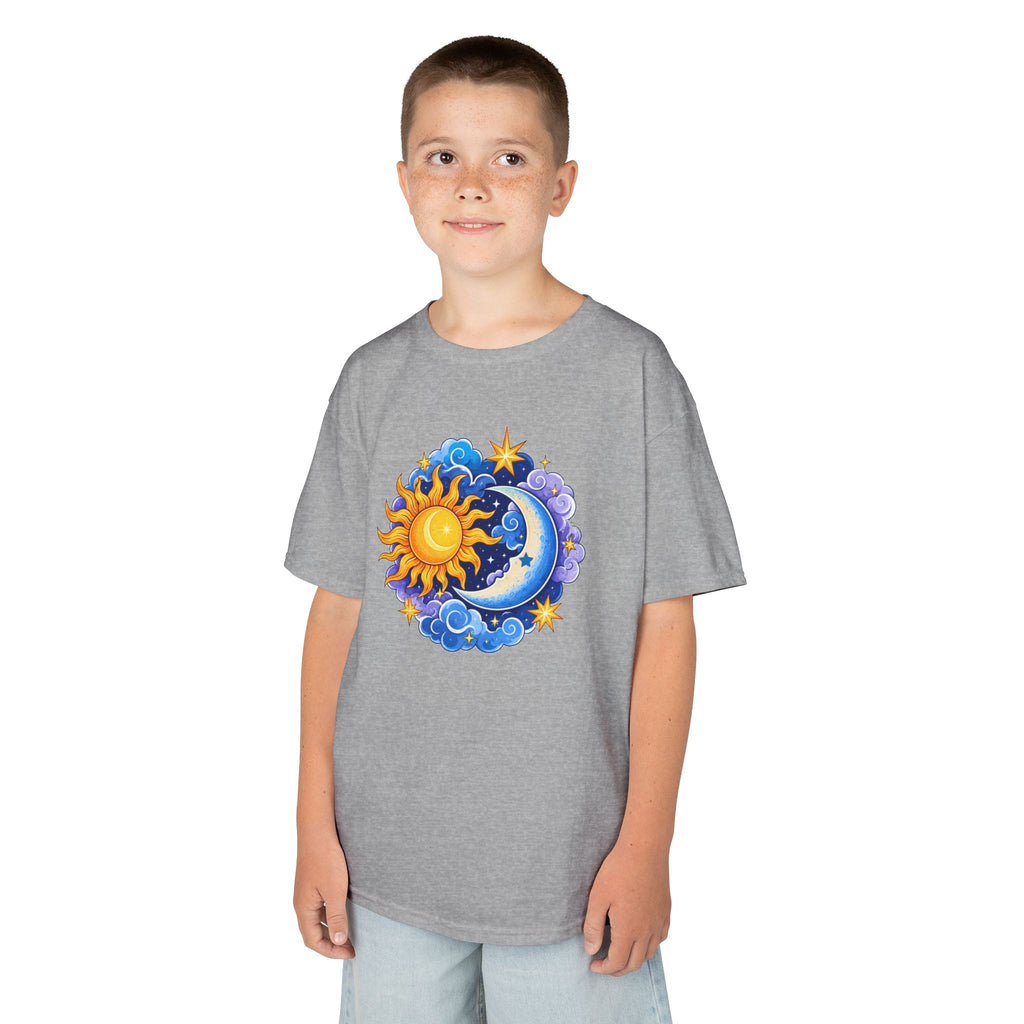 Kids Sun & Moon Graphic Tee — Colorful Celestial Design