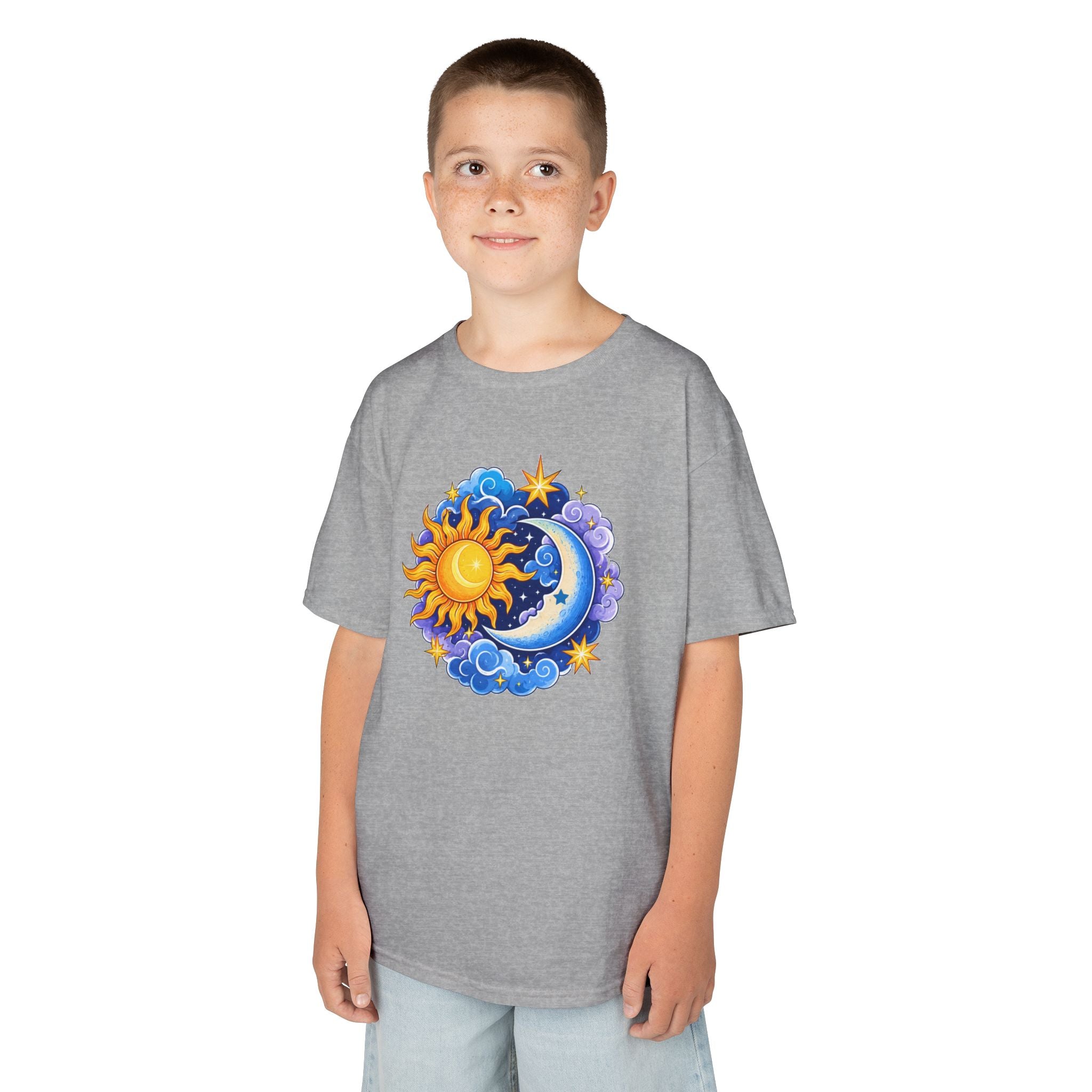 Kids Sun & Moon Graphic Tee — Colorful Celestial Design