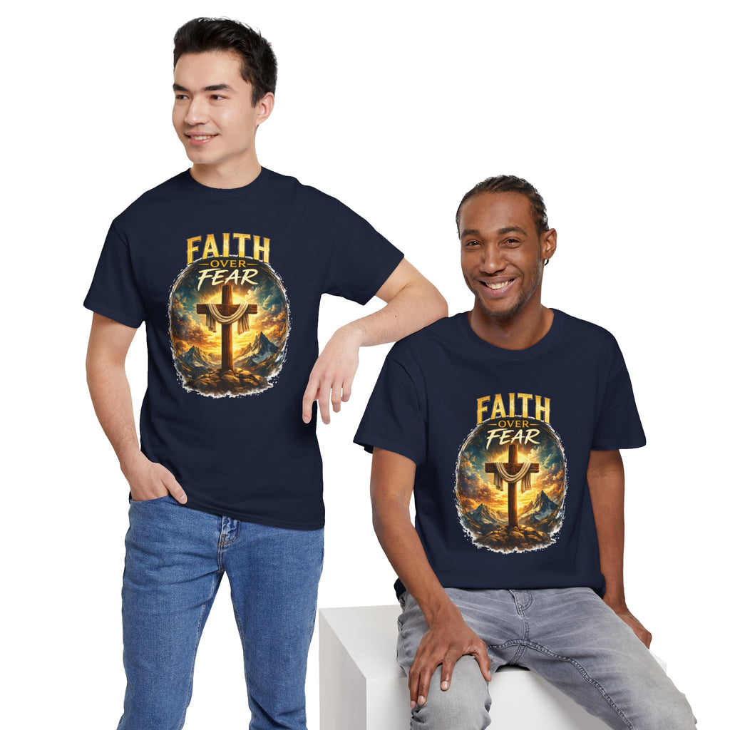 Faith Over Fear Christian T-Shirt | Cross Graphic Tee | Jesus Faith Shirt | Religious Unisex Shirt | Christian Gift for Men & Women