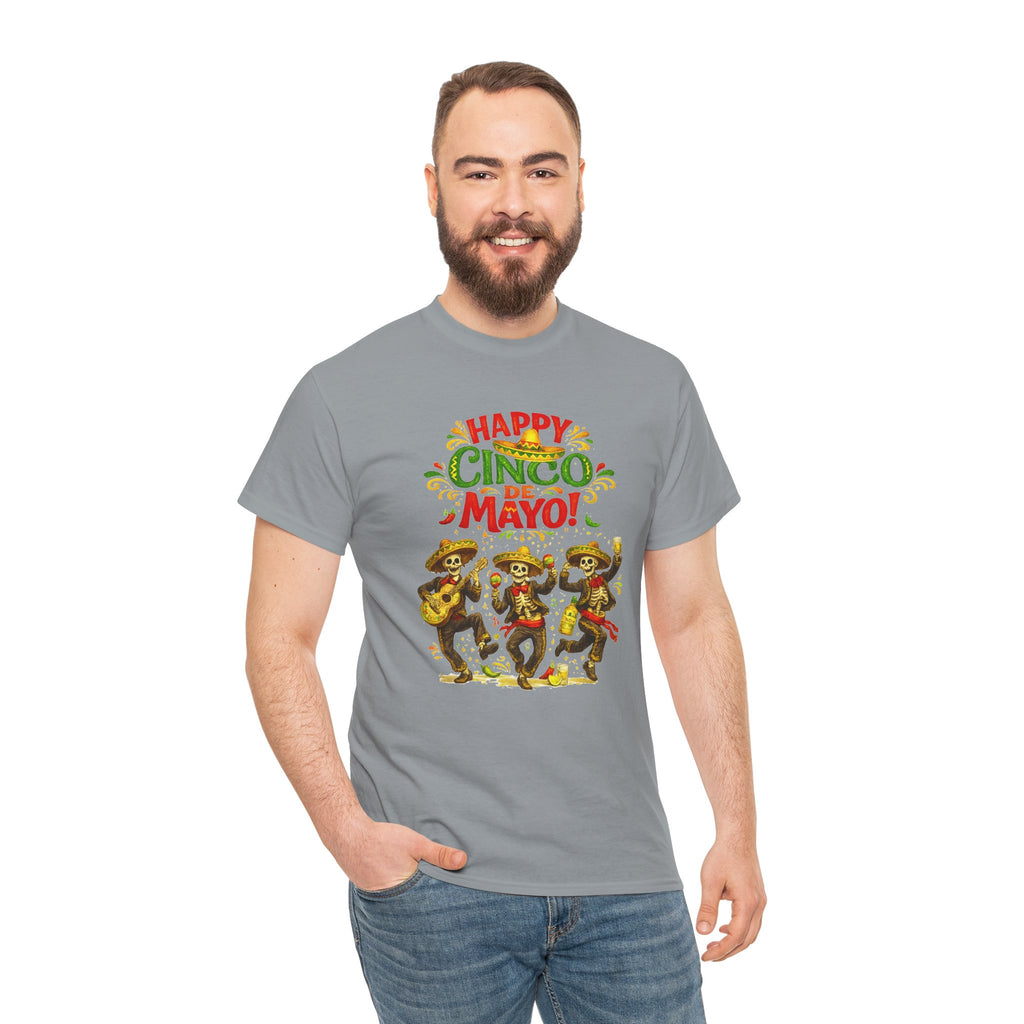 Cinco De Mayo Shirt, Happy Cinco De Mayo Tee, Dancing Skeleton Fiesta Shirt, Funny Mexican Party T-Shirt