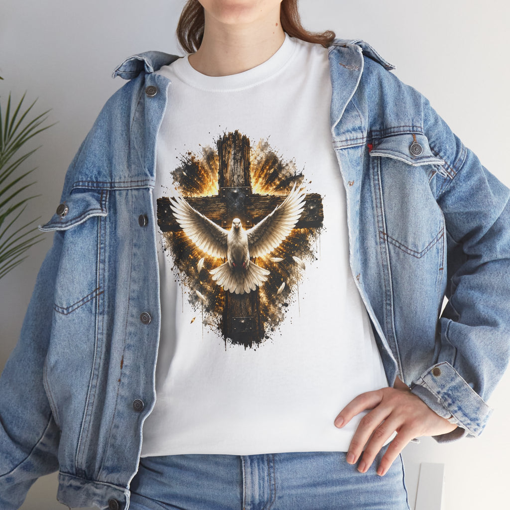 Christian Dove Cross T-Shirt | Holy Spirit Shirt | Faith Graphic Tee | Religious Gift | Bible Believer Shirt | Unisex Christian Tee