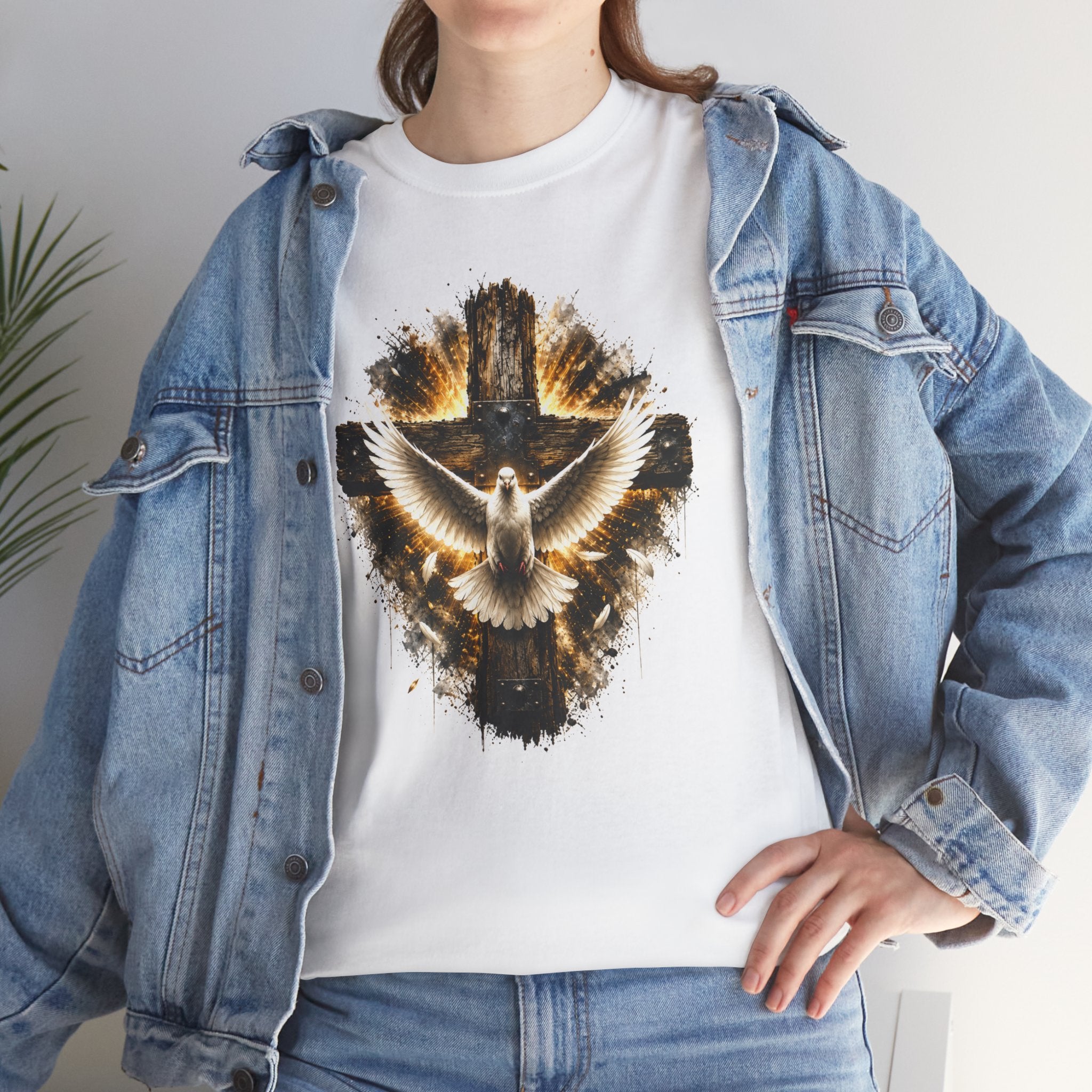 Christian Dove Cross T-Shirt | Holy Spirit Shirt | Faith Graphic Tee | Religious Gift | Bible Believer Shirt | Unisex Christian Tee