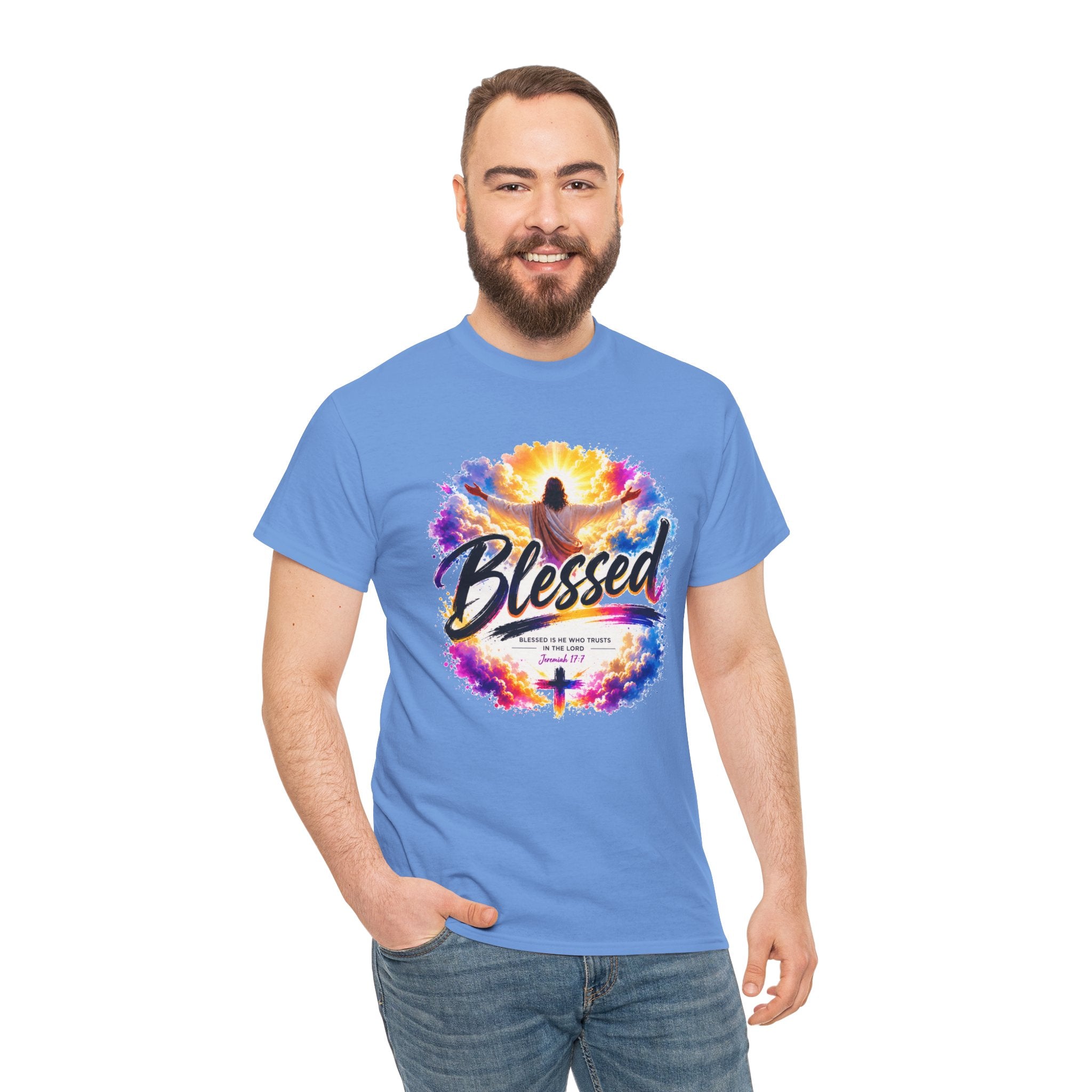 Blessed Christian T-Shirt, Faith Cross Shirt, Religious Graphic Tee, Jesus Lover Gift, Inspirational Unisex Christian Shirt