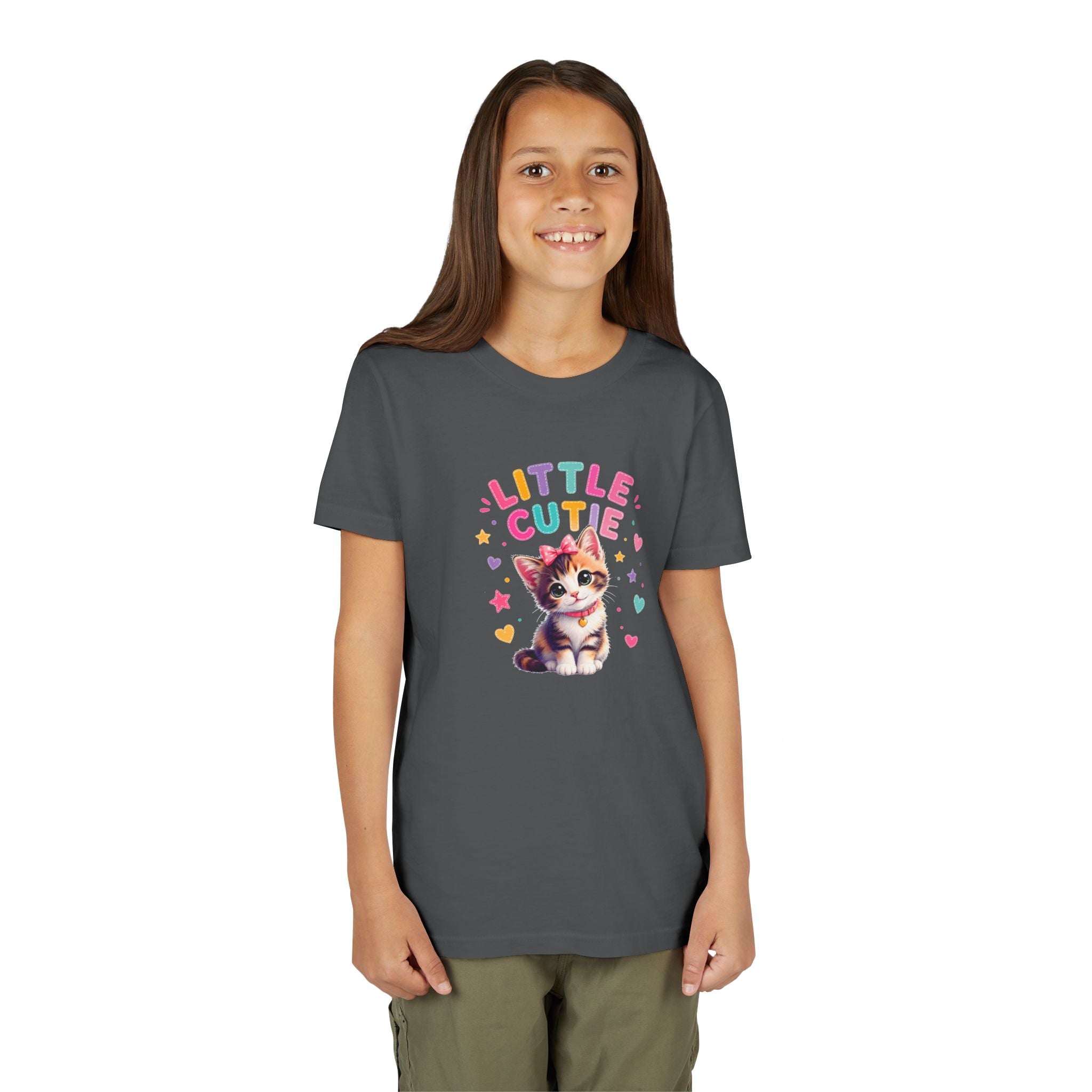 Little Cutie Cat Shirt for Kids, Cute Kitten Youth Tee, Girls Cat T-Shirt, Kawaii Kitty Shirt, Toddler Cat Lover Gift, Cute Animal Tee