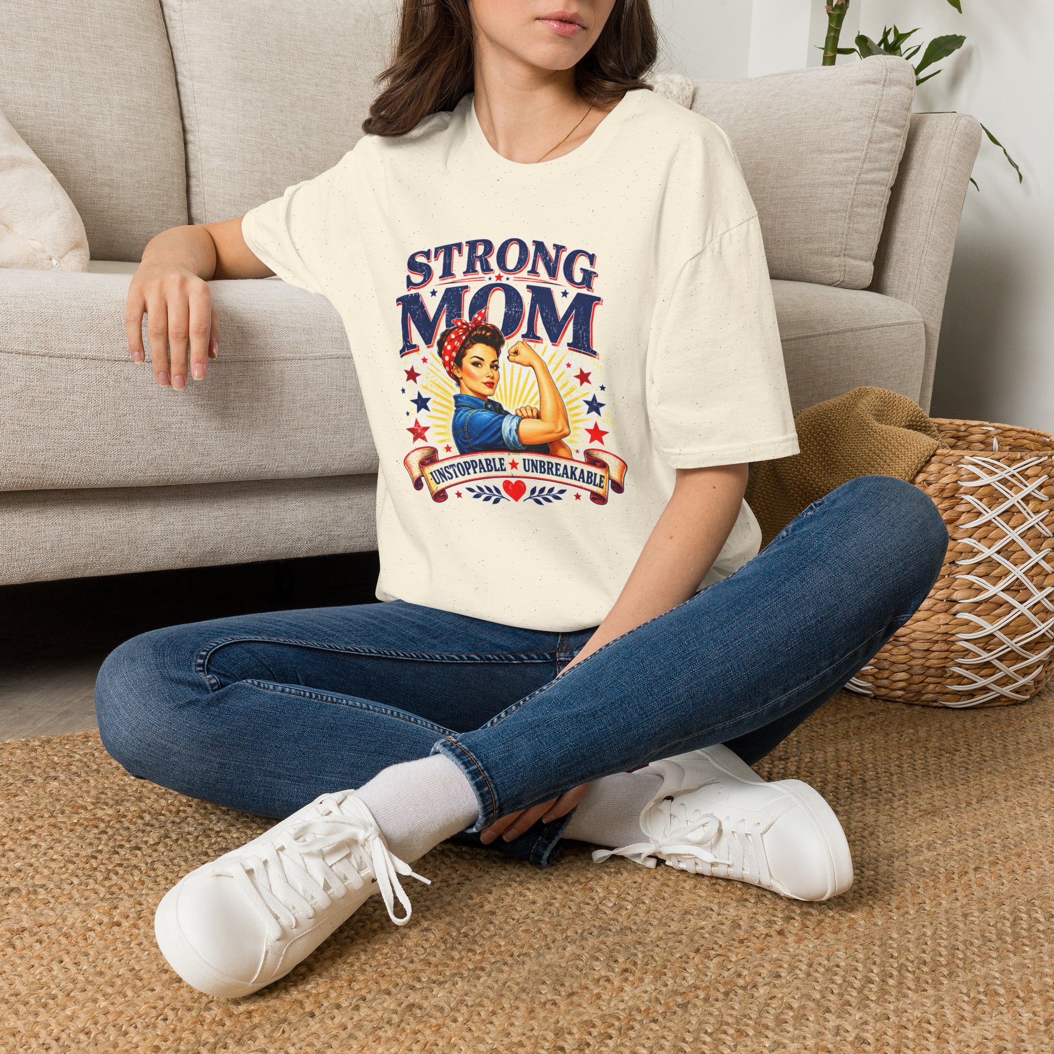 Strong Mom T-Shirt | Retro Vintage Mom Shirt | Empowered Mother Graphic Tee | Gift for Mom | Inspirational Women's T-Shirt