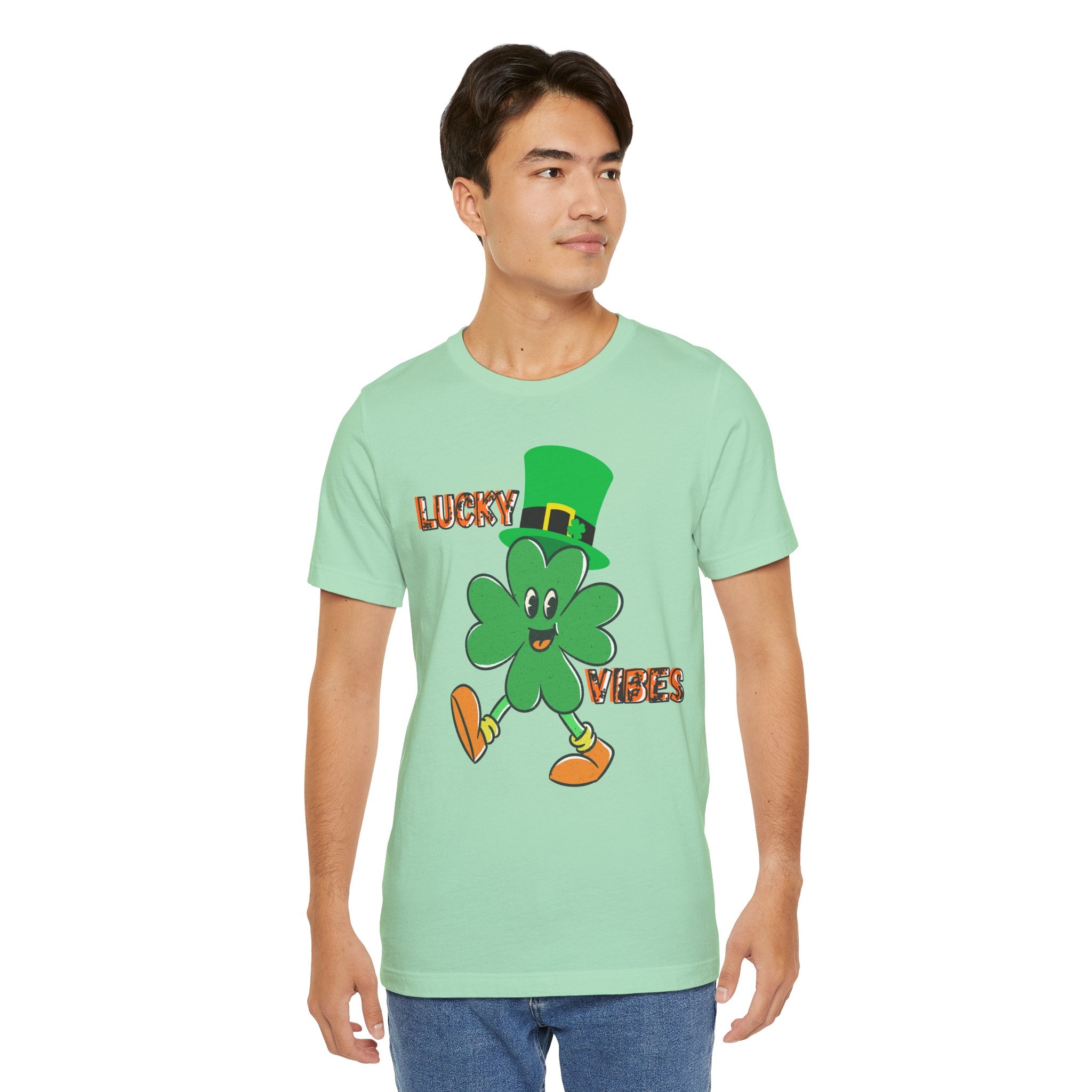 Lucky Vibes Saint Patrick's Day T-Shirt — Walking Shamrock Graphic Tee