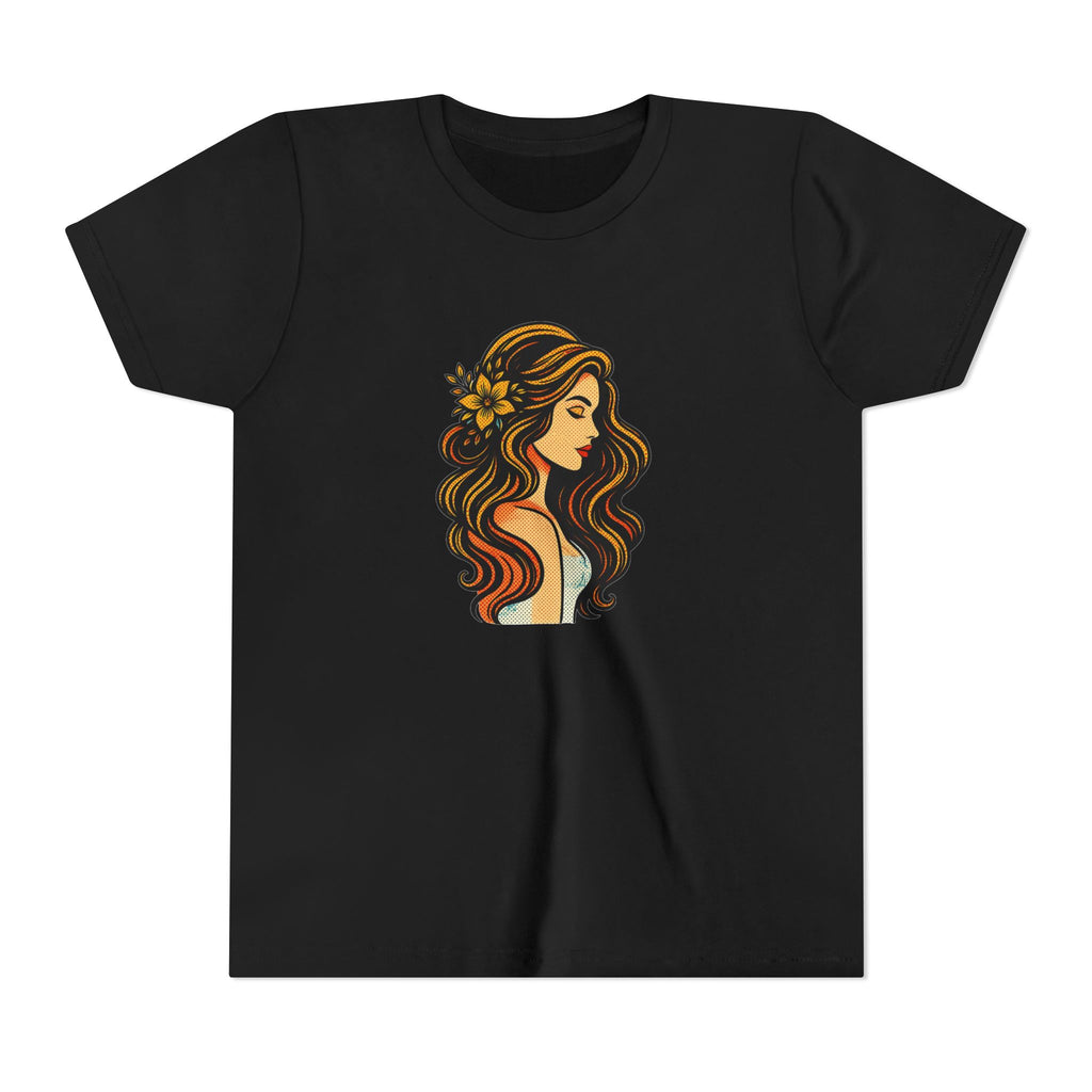 Youth Tee — Floral-Boho Girl Portrait Kids Shirt