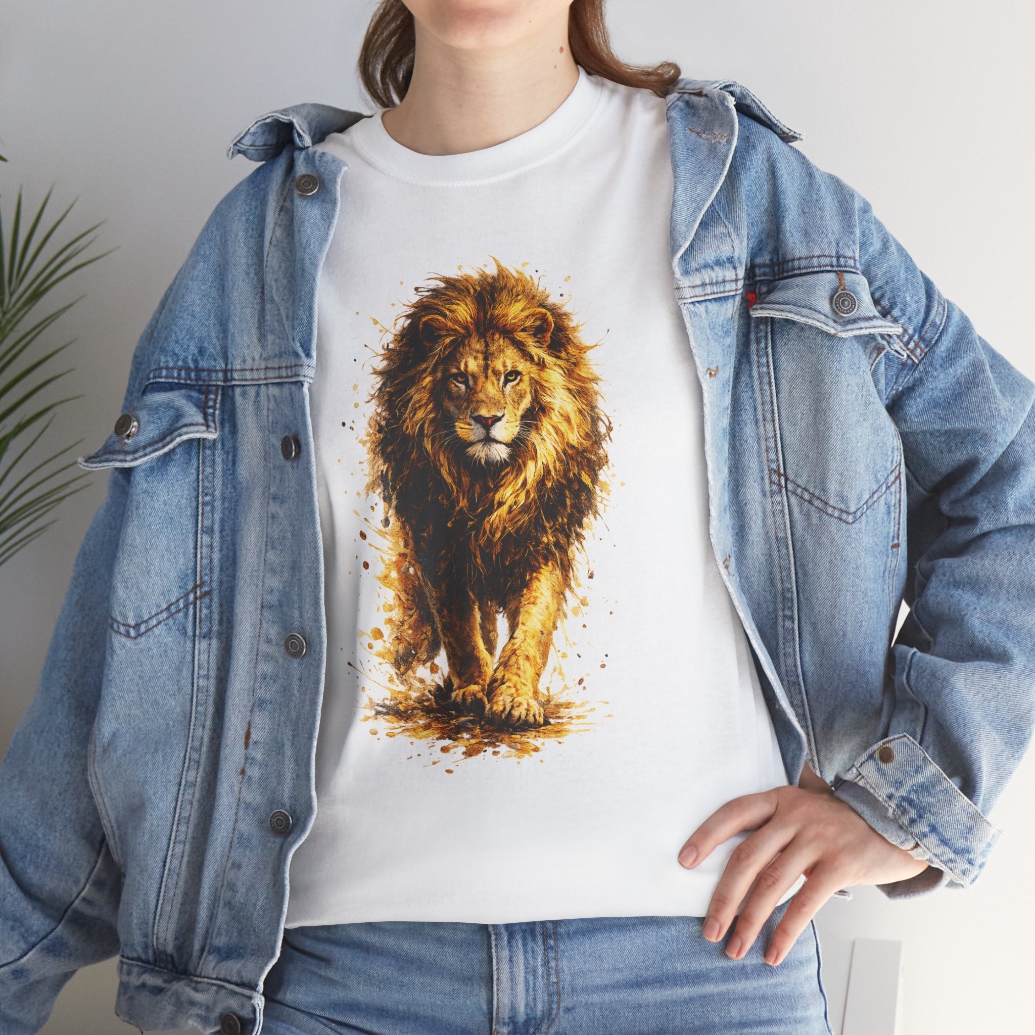 Lion Graphic T-Shirt, Majestic Walking Lion Tee, Watercolor Wildlife Shirt, Unisex Animal Graphic Tee, Lion Lover Gift, Nature Art Shirt