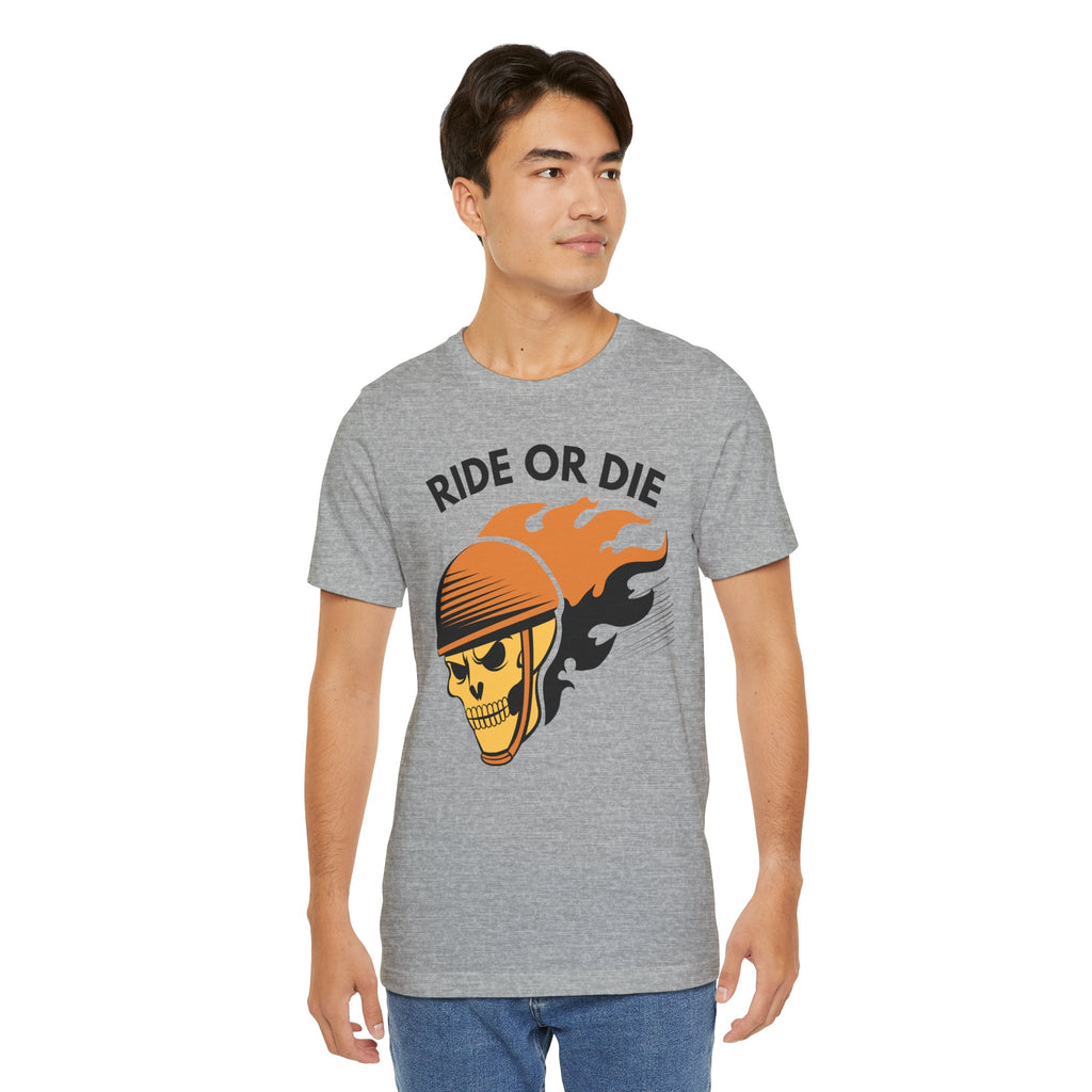 Ride or Die Skull Helmet T-Shirt | Biker Graphic Tee for Men | Vintage Motorcycle Shirt
