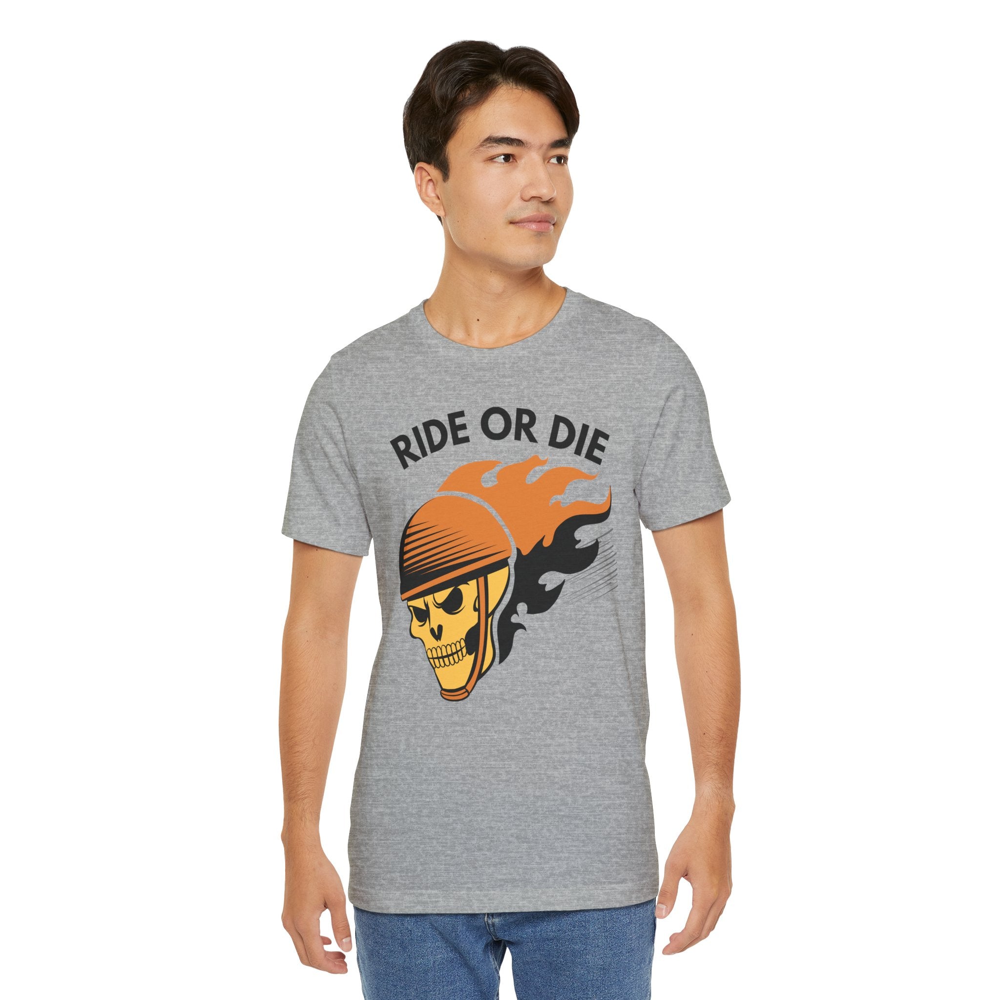 Ride or Die Skull Helmet T-Shirt | Biker Graphic Tee for Men | Vintage Motorcycle Shirt