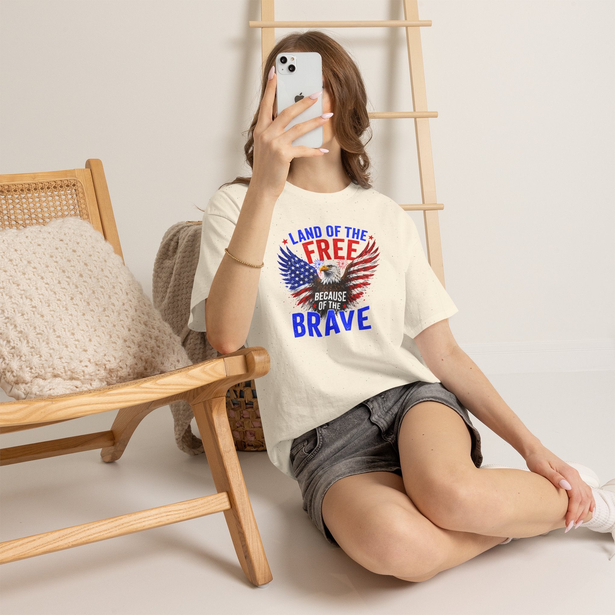 Land of the Free Because of the Brave Shirt, Patriotic Eagle T-Shirt, American Flag Tee, 4th of July Shirt, Veteran Gift, USA Pride Tee