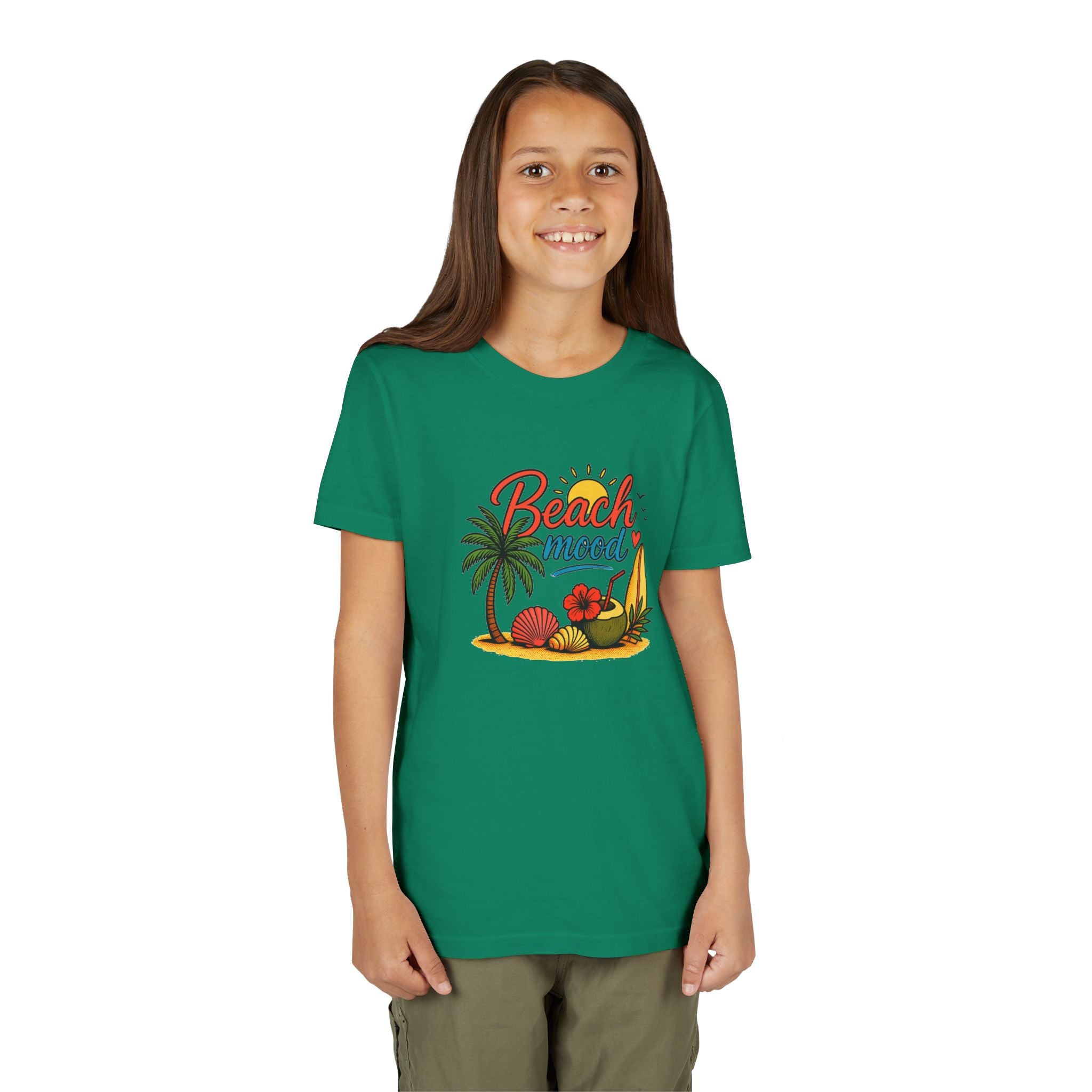 Youth T-Shirt – "Beach Mood" Surf & Palm Tree Summer Tee