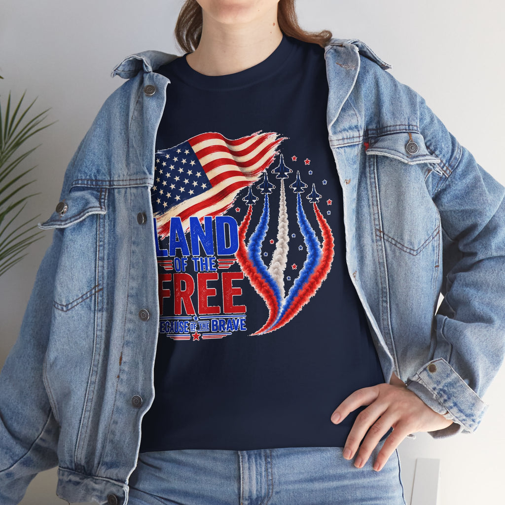 Land of the Free Because of the Brave Shirt, Patriotic 4th of July T-Shirt, USA Flag Tee, American Pride Shirt, Independence Day Gift