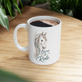 Ceramic Mug - 'Live a Beautiful Life' Floral Horse Coffee Cup (11oz, 15oz)