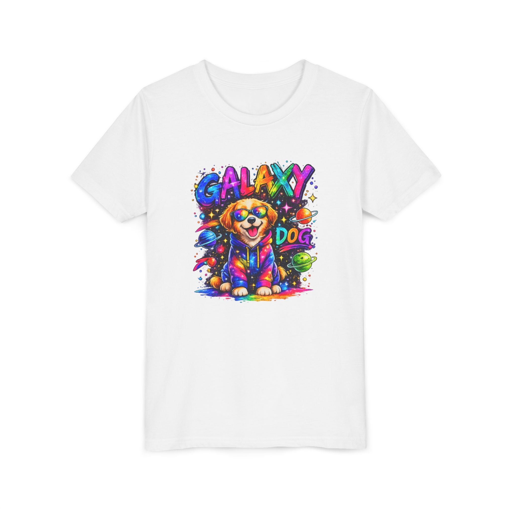 Galaxy Dog Youth Shirt, Space Puppy Kids T-Shirt, Colorful Dog Tee for Boys Girls, Rainbow Galaxy Dog Graphic Tee, Cute Gift for Dog Lovers