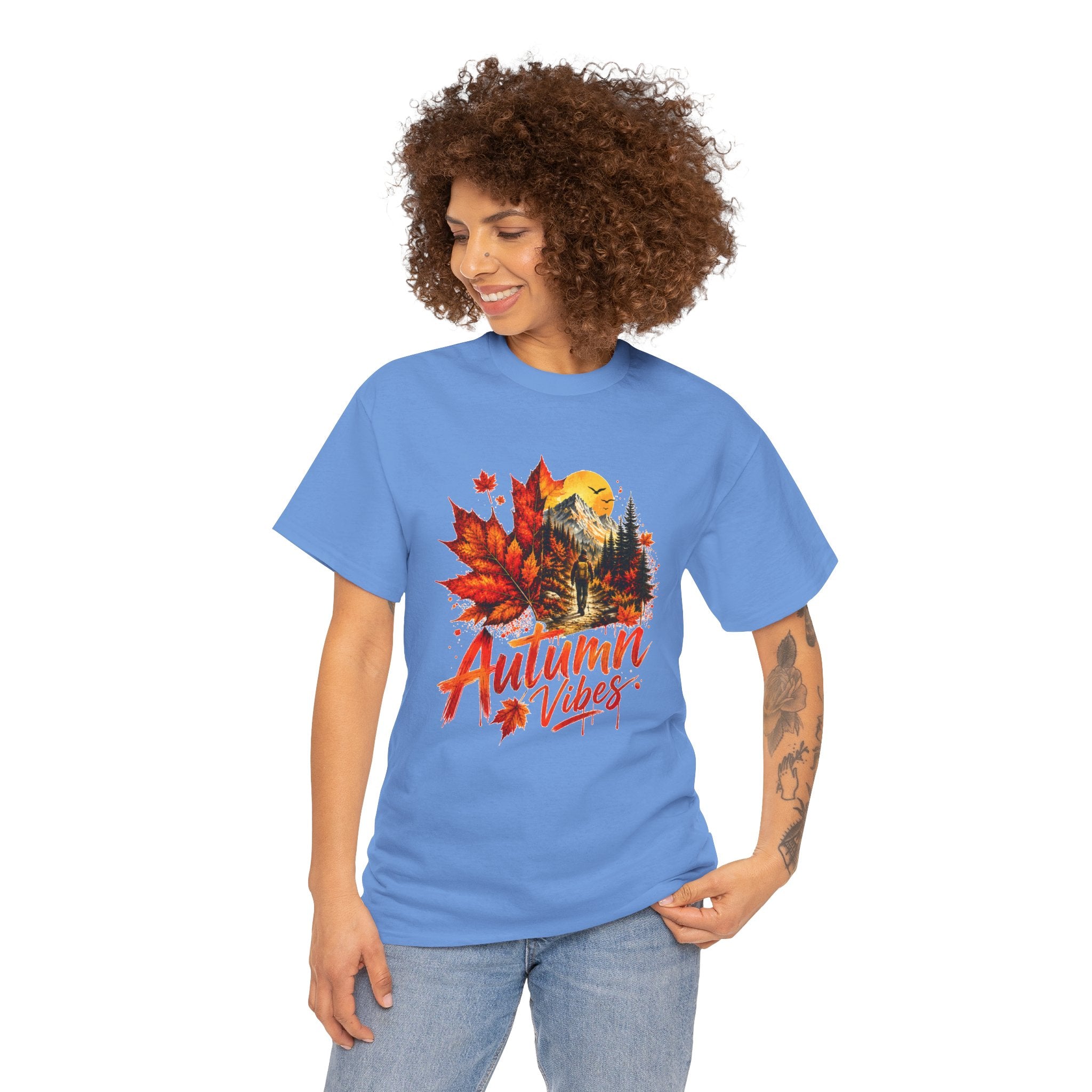 Autumn Vibes Shirt Fall Graphic Tee Colorful Leaves Nature T Shirt Cozy Fall Outfit