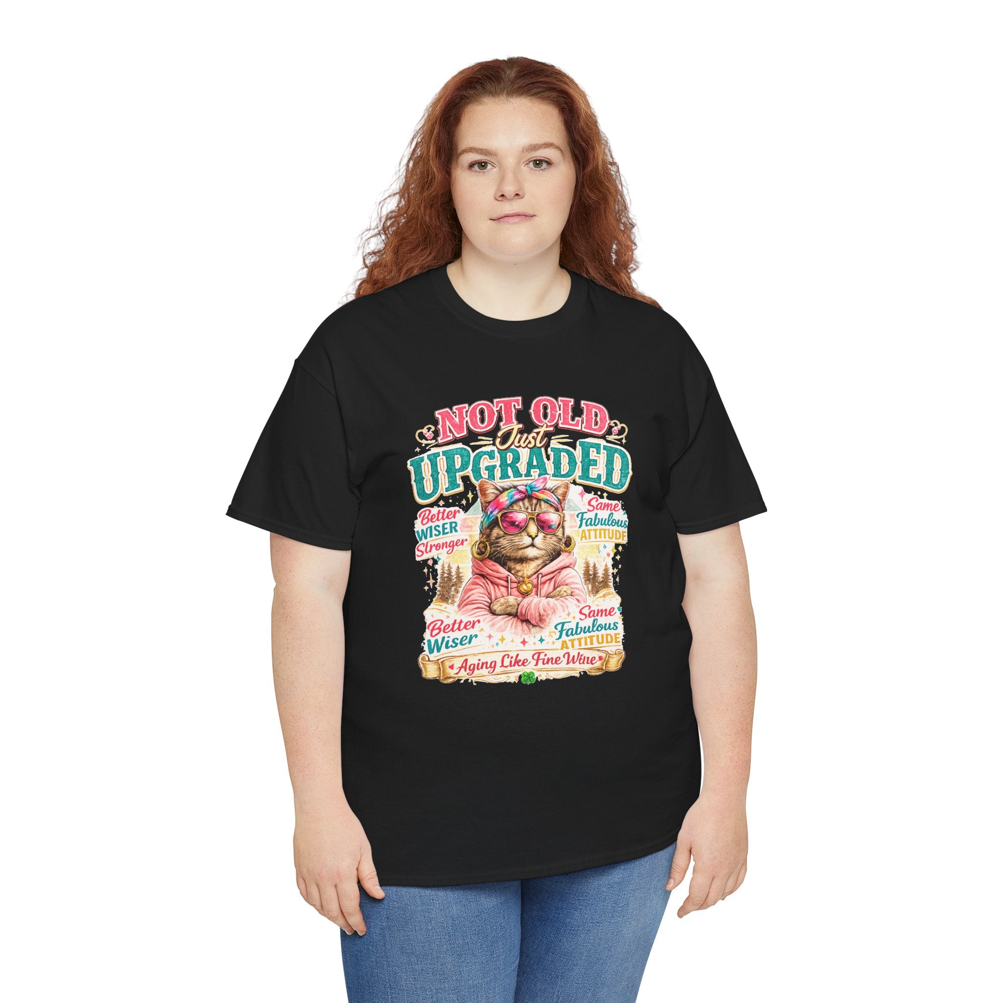 Not Old Just Upgraded Cat T-Shirt | Funny Cat Lover Tee | Vintage Birthday Shirt | Cute Kitty Graphic Tee | Gift for Cat Mom | Cat Lover Gift