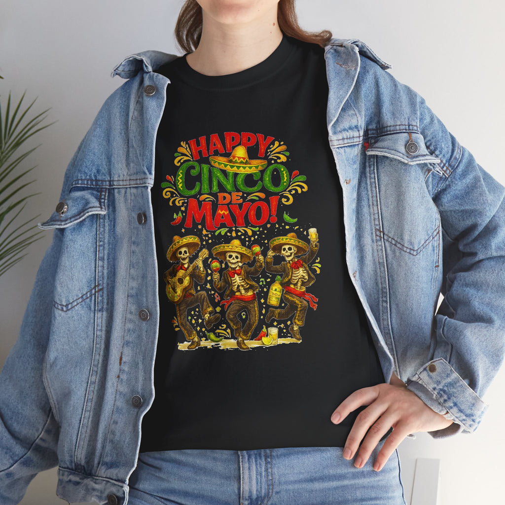 Cinco De Mayo Shirt, Happy Cinco De Mayo Tee, Dancing Skeleton Fiesta Shirt, Funny Mexican Party T-Shirt