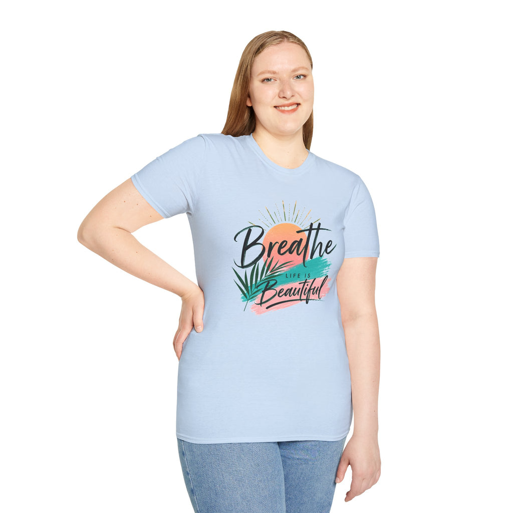 Breathe Life Is Beautiful Shirt, Inspirational T-Shirt for Women, Positive Quote Tee, Motivational Graphic Tee, Summer Vacation Shirt, Gift for Her
