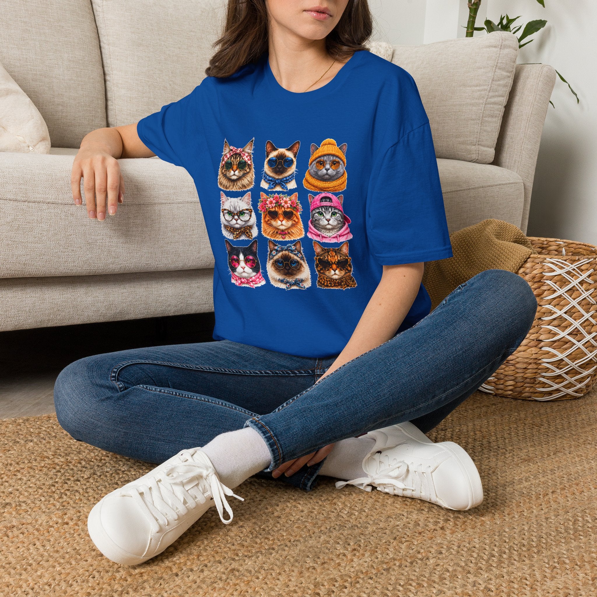 Cute Cat Faces T-Shirt, Cat Lover Tee, Funny Kitty Shirt, Colorful Cat Graphic Tee, Gift for Cat Mom, Cat Owner Gift, Animal Lover Shirt