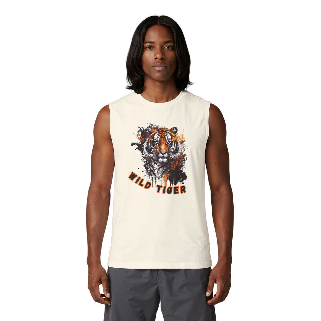 Wild Tiger Muscle Tank, Tiger Head Graphic Tank Top, Men's Tiger Shirt, Unisex Tiger Tank, Streetwear Tiger Tee