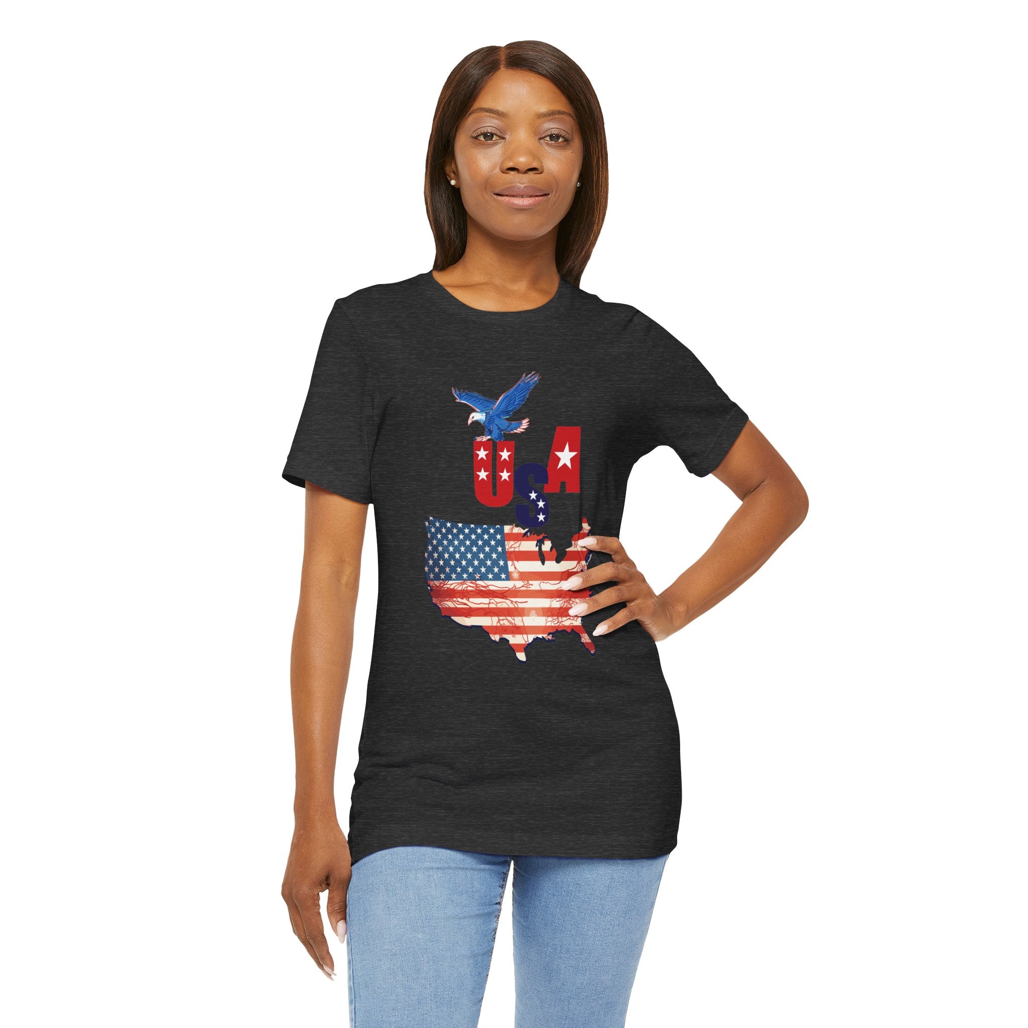 USA Flag Map T-Shirt, Patriotic Eagle Shirt, 4th of July Shirt, American Flag Tee, Independence Day Gift