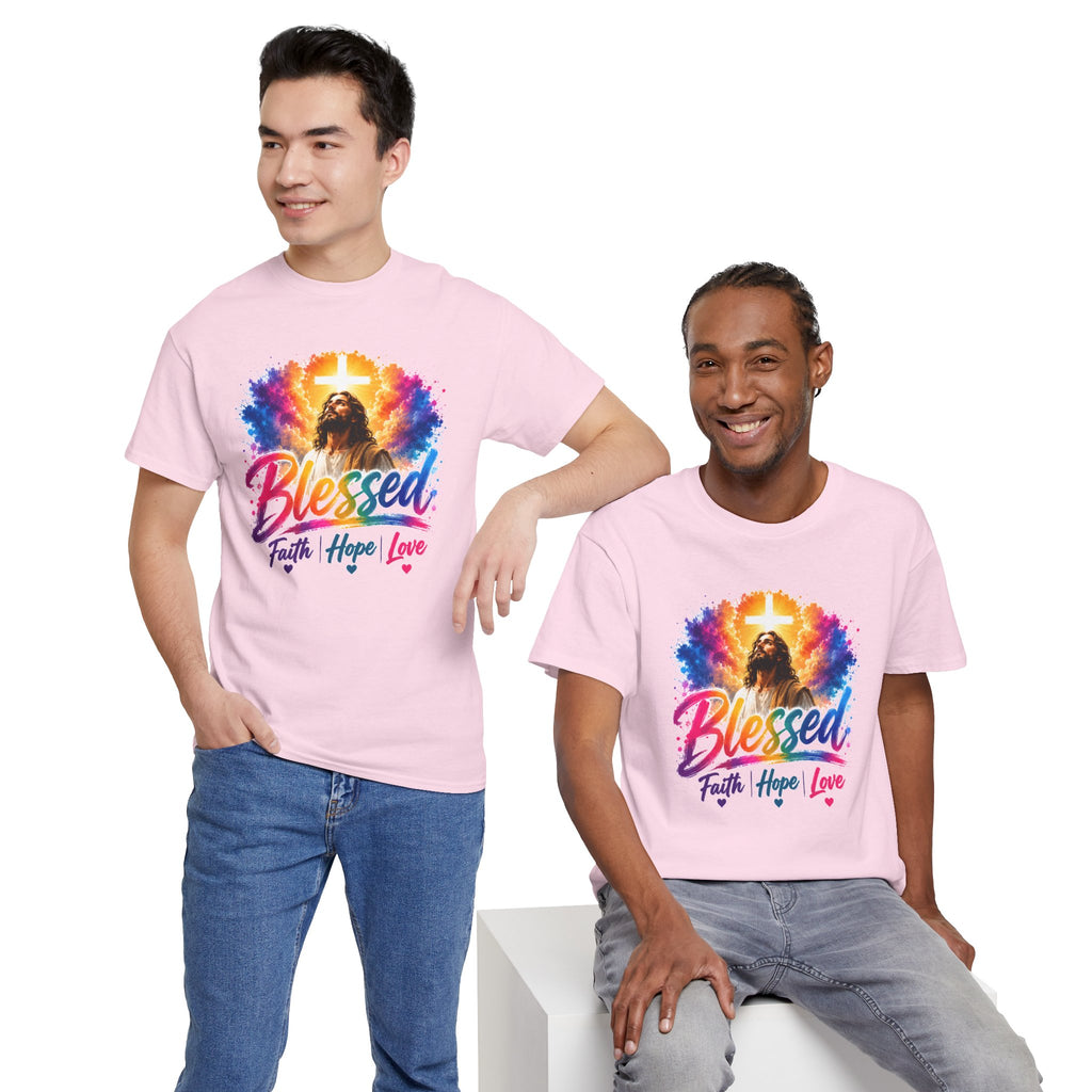 Blessed Faith Hope Love Shirt, Jesus Cross Christian Tee, Religious Gift, Colorful Faith Unisex T-Shirt