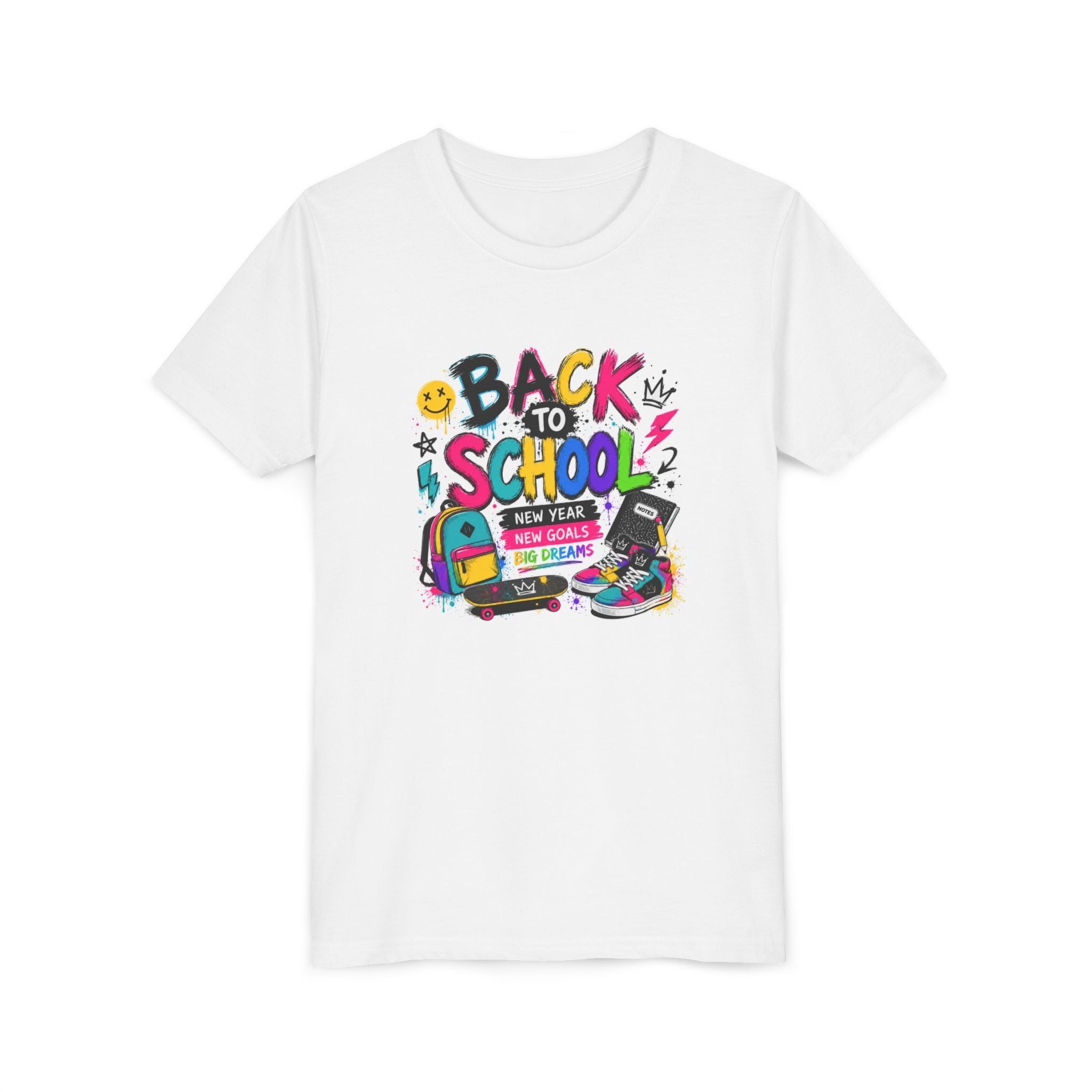 Back to School Youth T-Shirt | First Day of School Shirt | Backpack Sneakers Graphic Tee | Boys Girls School Tee | Student Gift