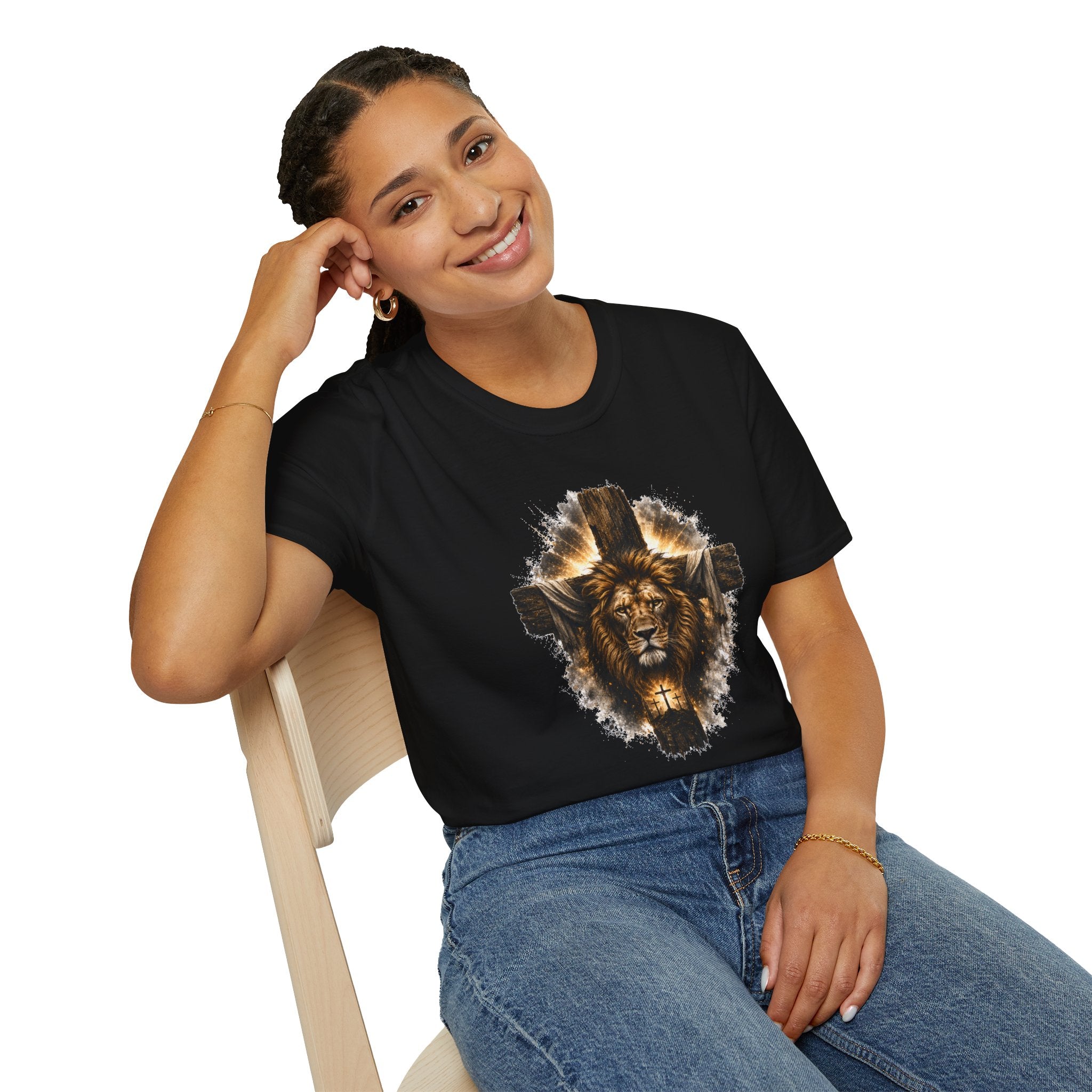 Lion Cross T-Shirt, Christian Faith Shirt, Lion of Judah Graphic Tee, Religious Gift