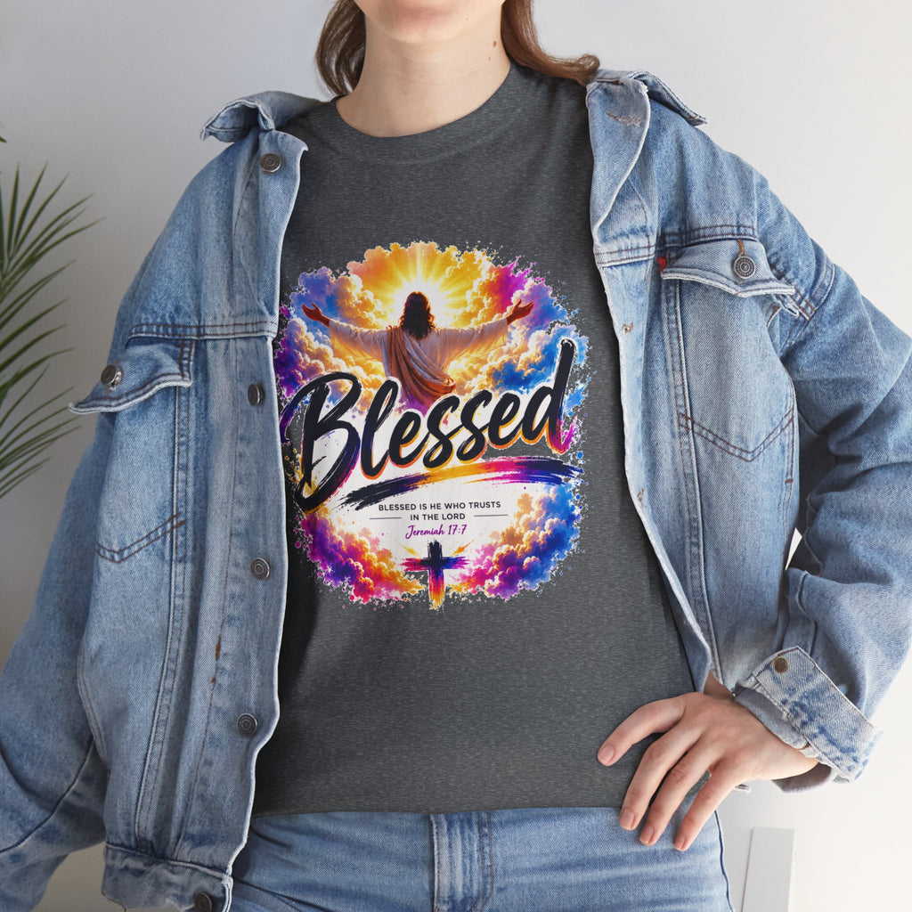 Blessed Christian T-Shirt, Faith Cross Shirt, Religious Graphic Tee, Jesus Lover Gift, Inspirational Unisex Christian Shirt