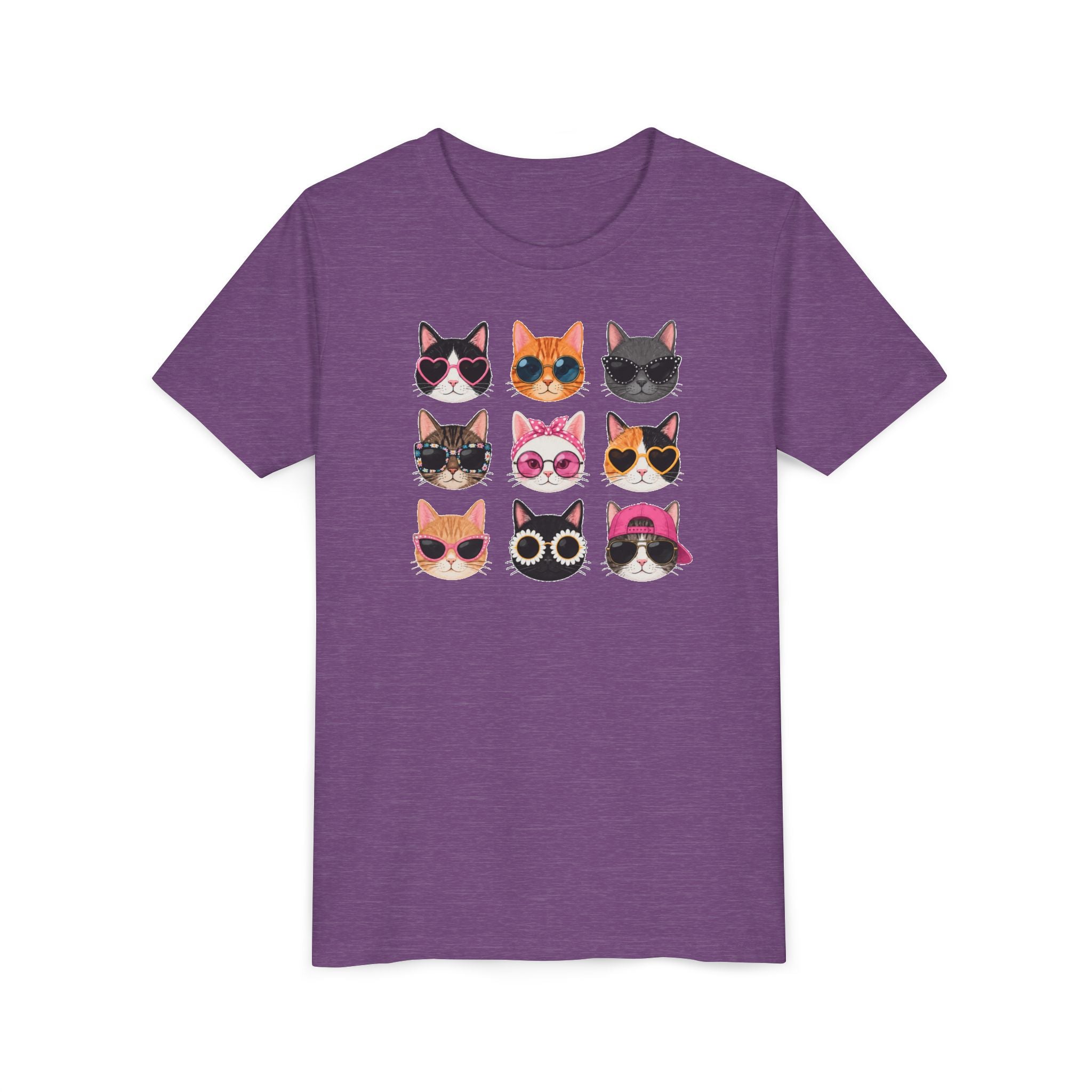 Kids Cat T-Shirt, Cute Cat Faces Shirt, Funny Kitty Tee for Girls & Boys, Cat Lover Gift for Kids, Colorful Cat Graphic Tee